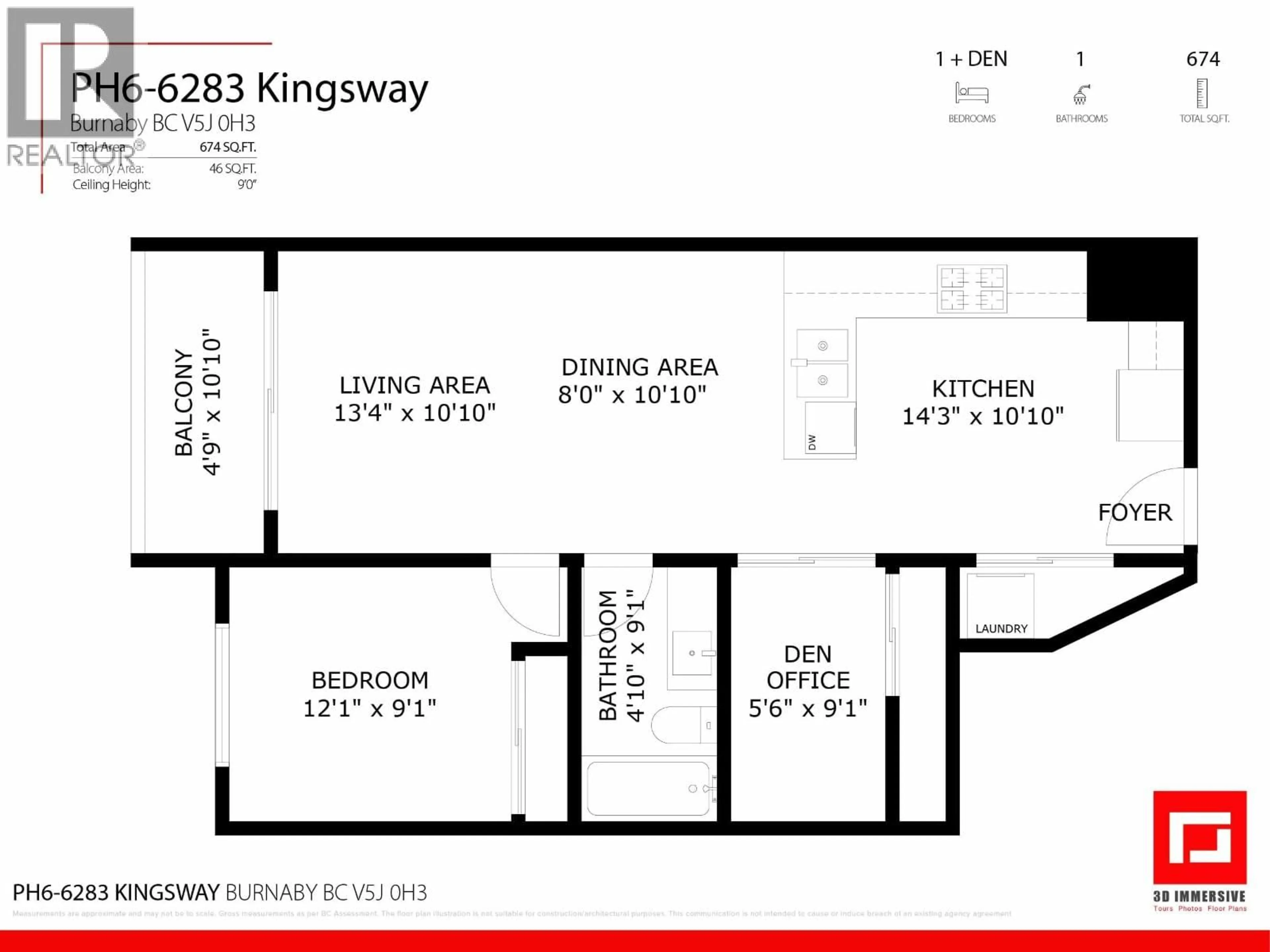 Floor plan for PH6 - 6283 KINGSWAY, Burnaby British Columbia V5J0H3