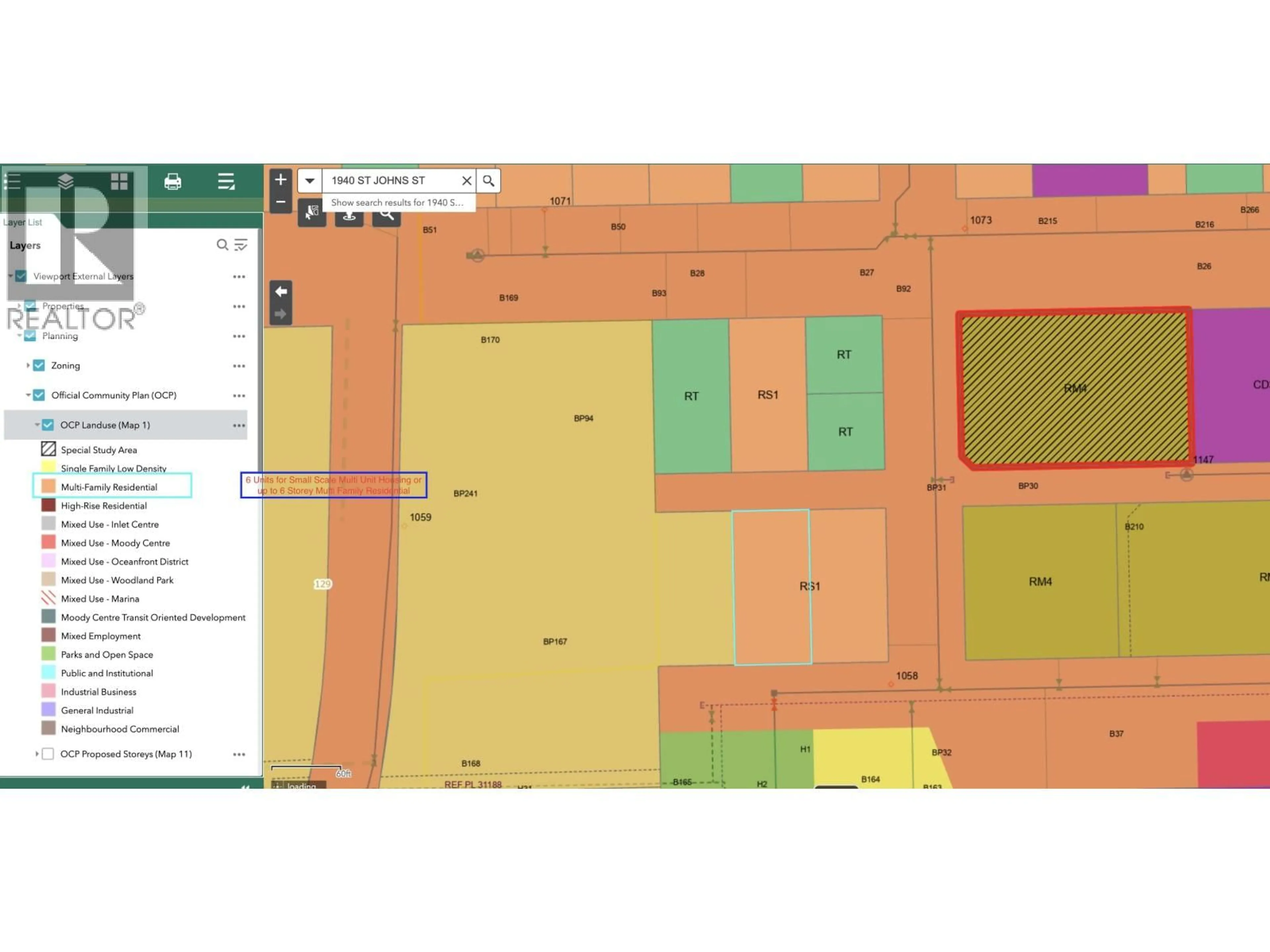 Picture of a map for 1940 ST JOHNS STREET, Port Moody British Columbia V3H1Z9