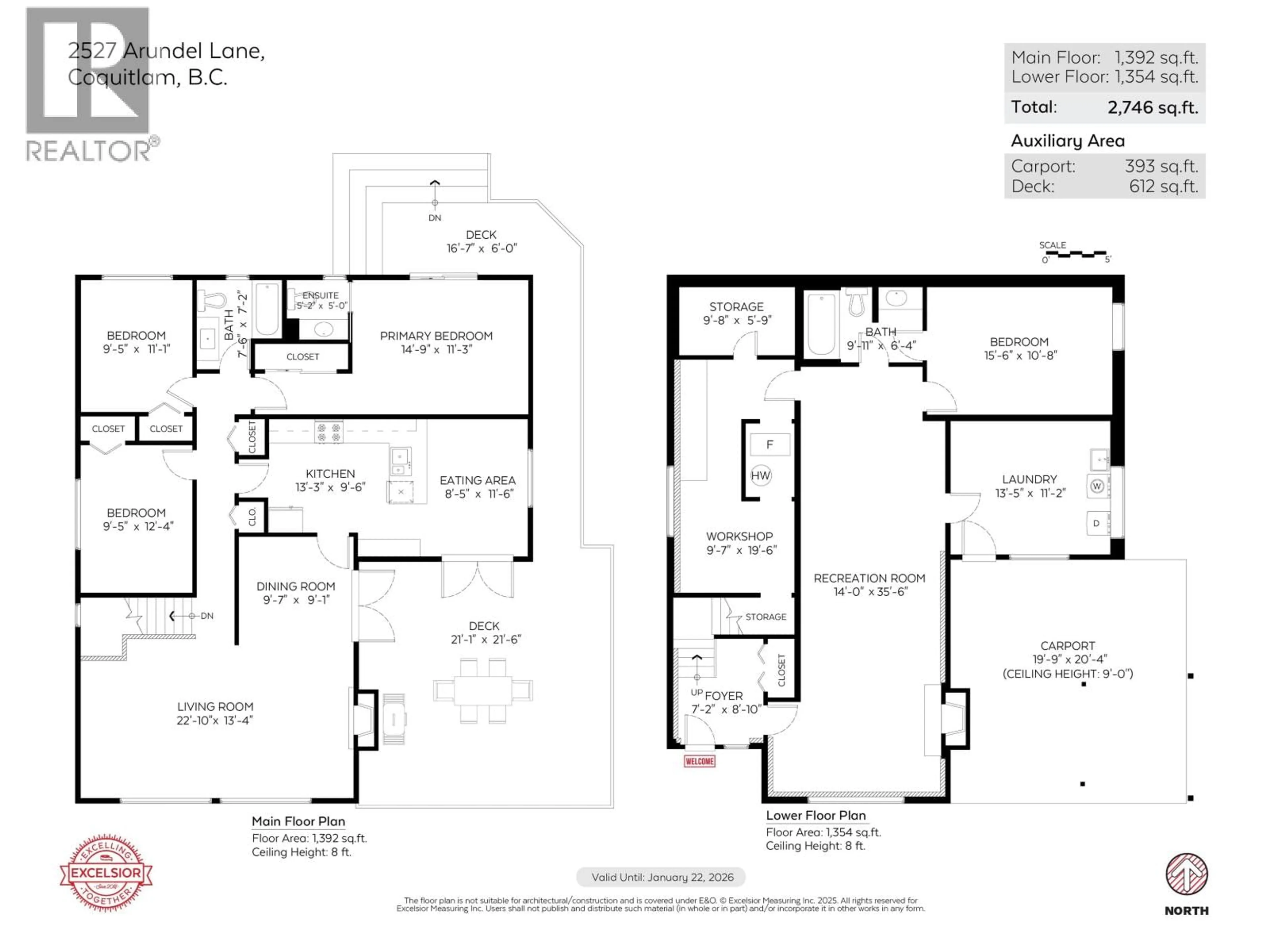 Floor plan for 2527 ARUNDEL LANE, Coquitlam British Columbia V3K5R9