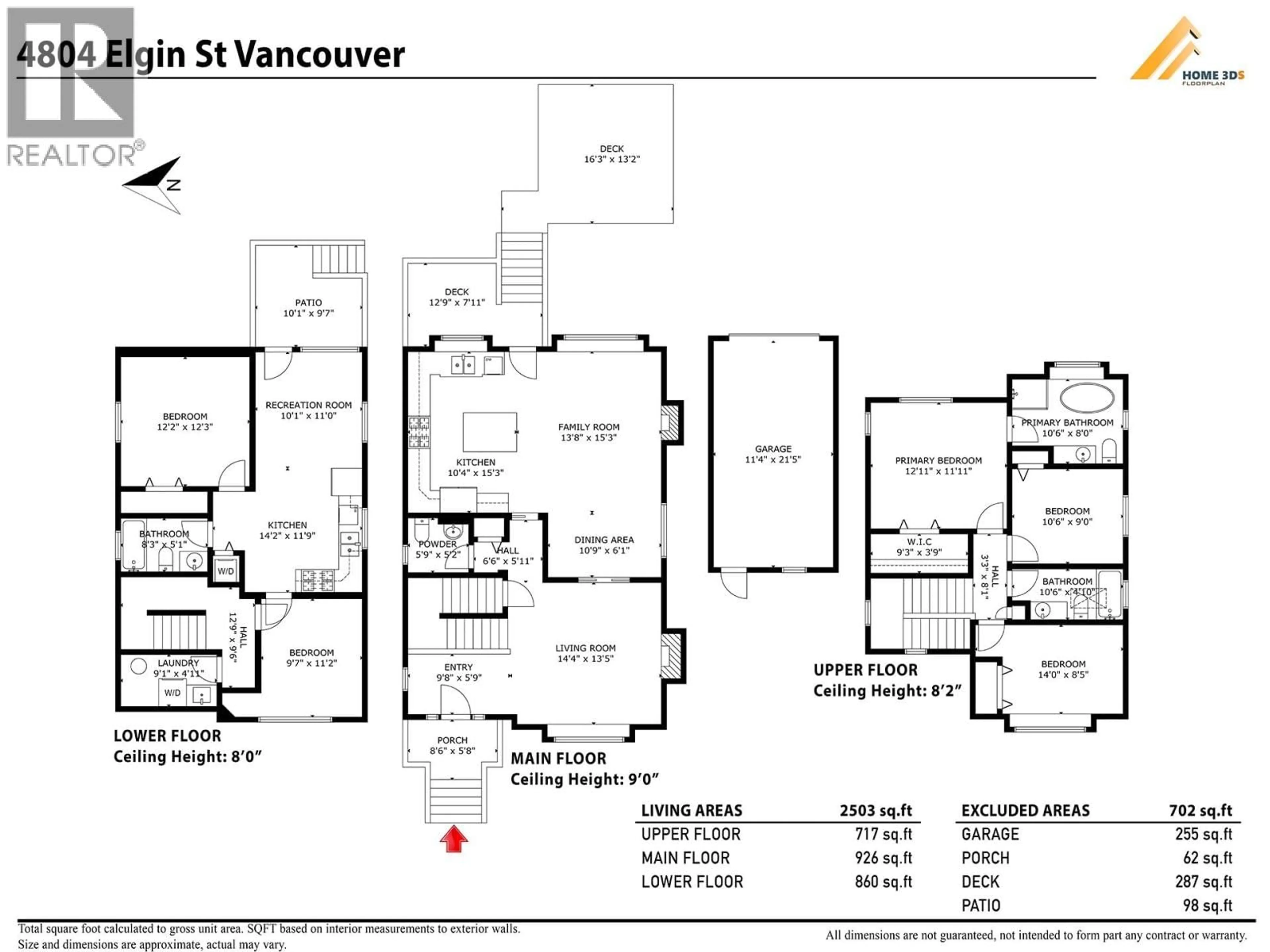 Floor plan for 4804 ELGIN STREET, Vancouver British Columbia V5V4S2