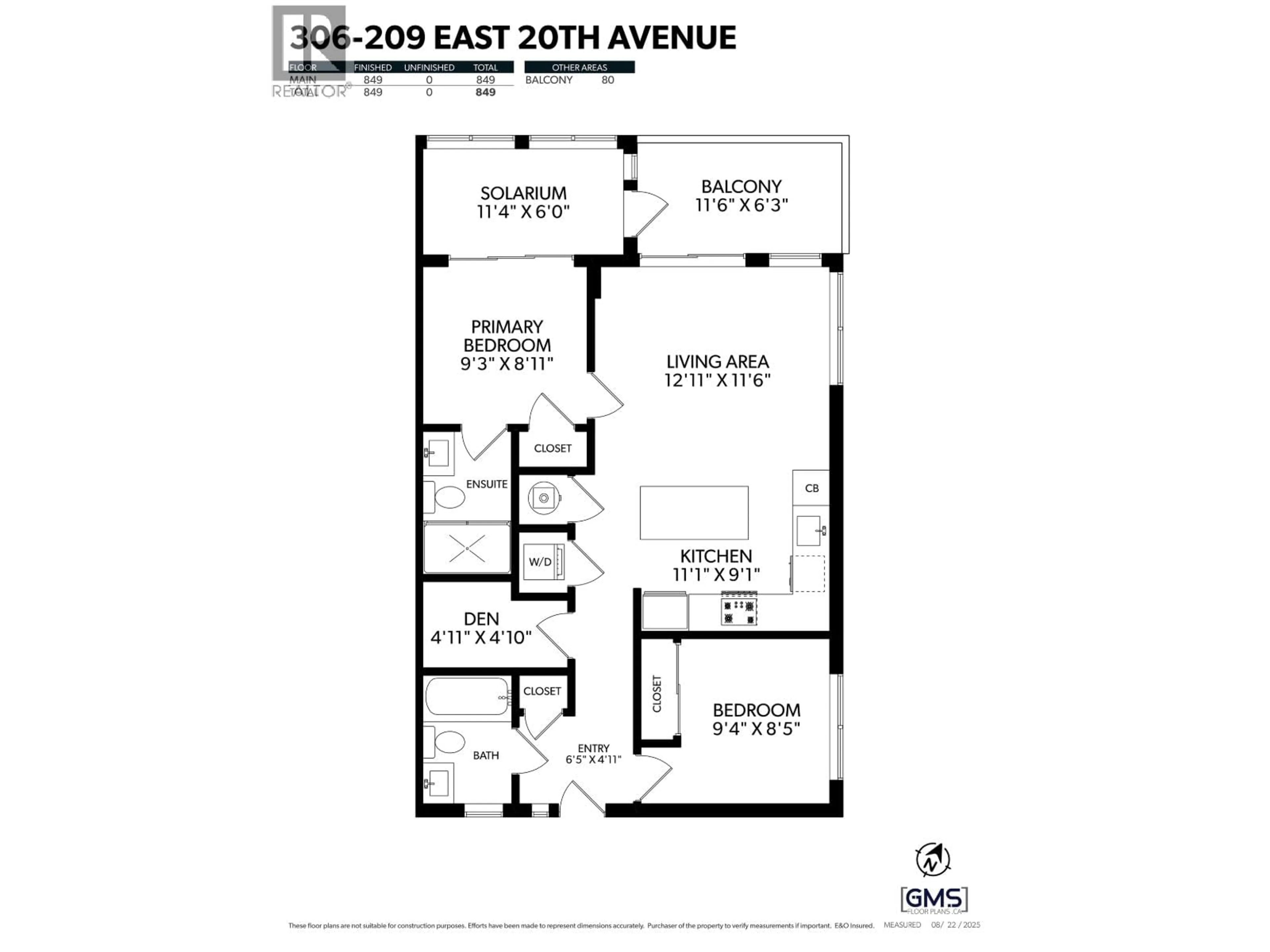 Floor plan for 306 - 209 20TH AVENUE, Vancouver British Columbia V5V1M2