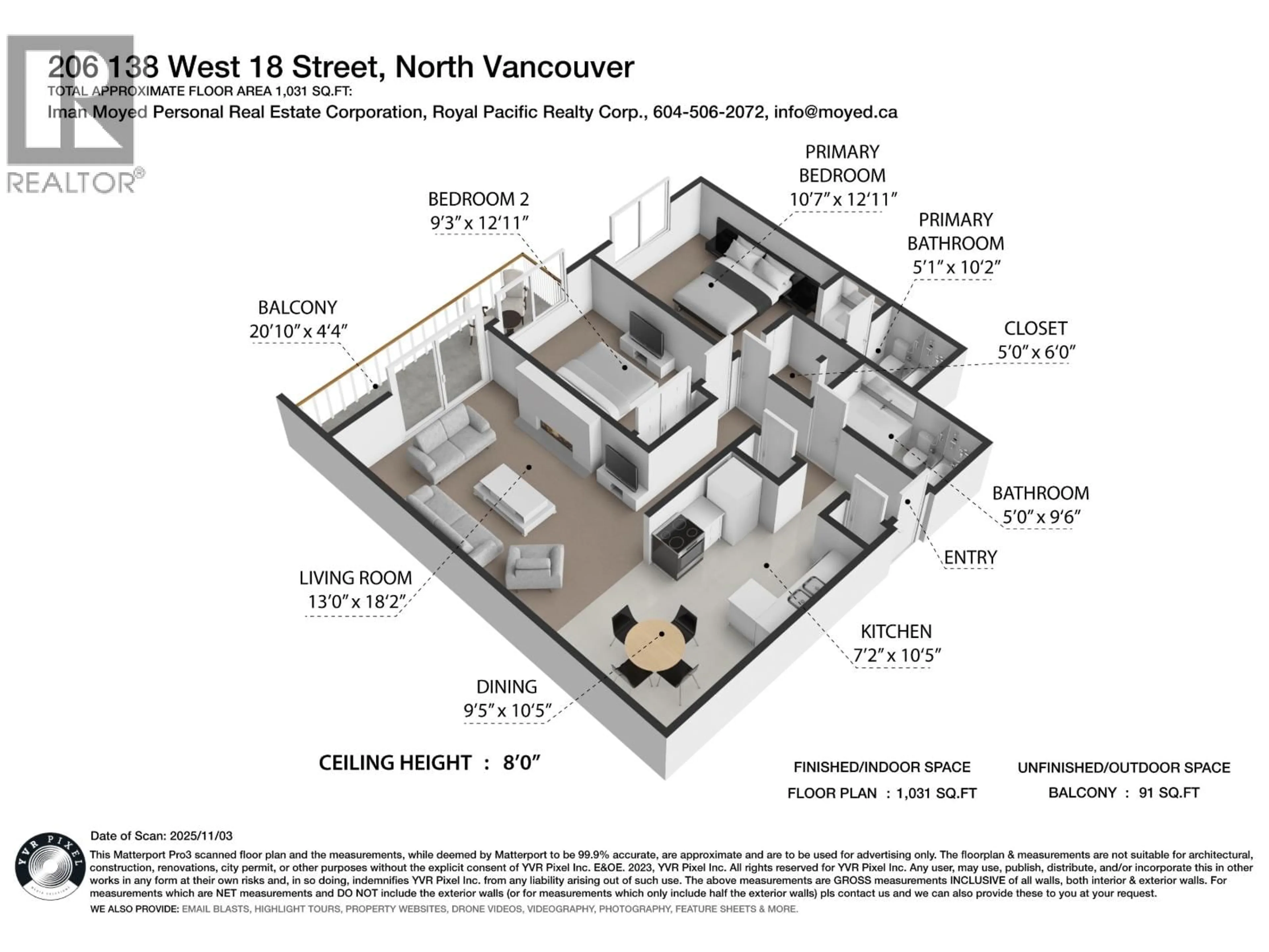 Floor plan for 206 - 138 18TH STREET, North Vancouver British Columbia V7M1W4