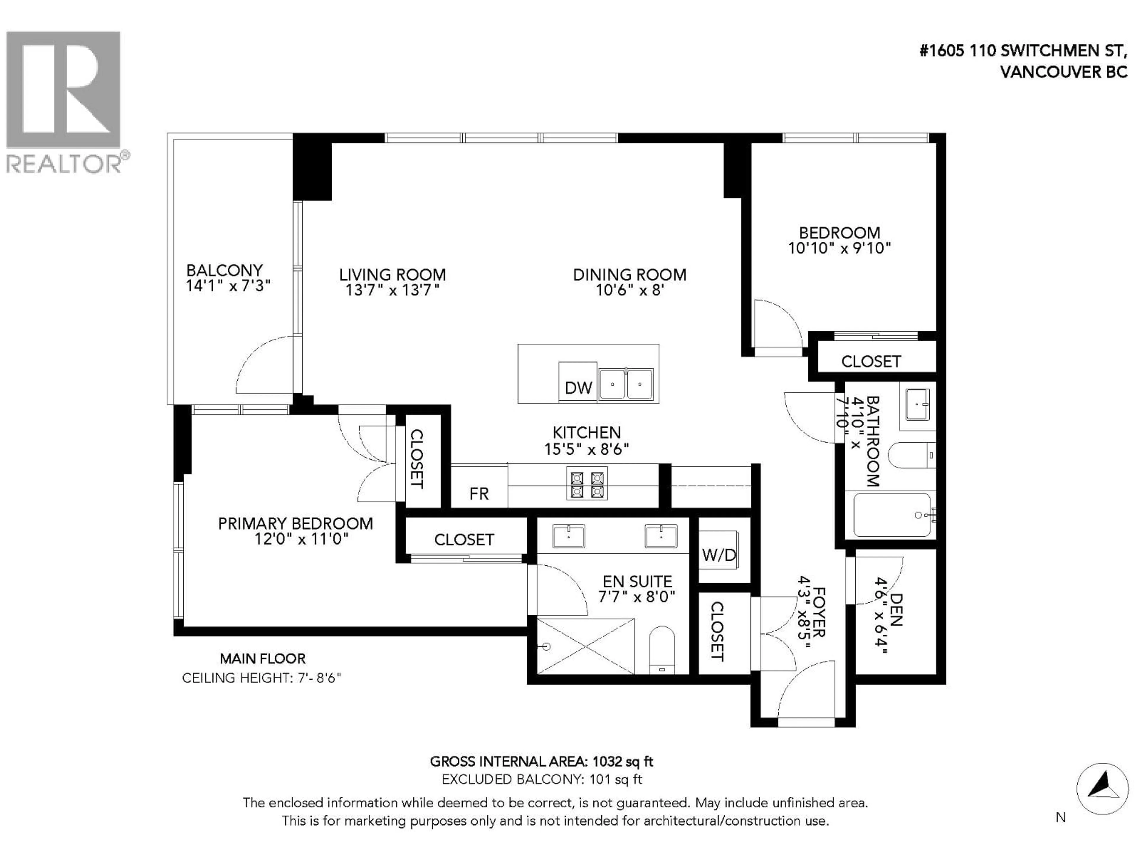 Floor plan for 1605 - 110 SWITCHMEN STREET, Vancouver British Columbia V6A0C6