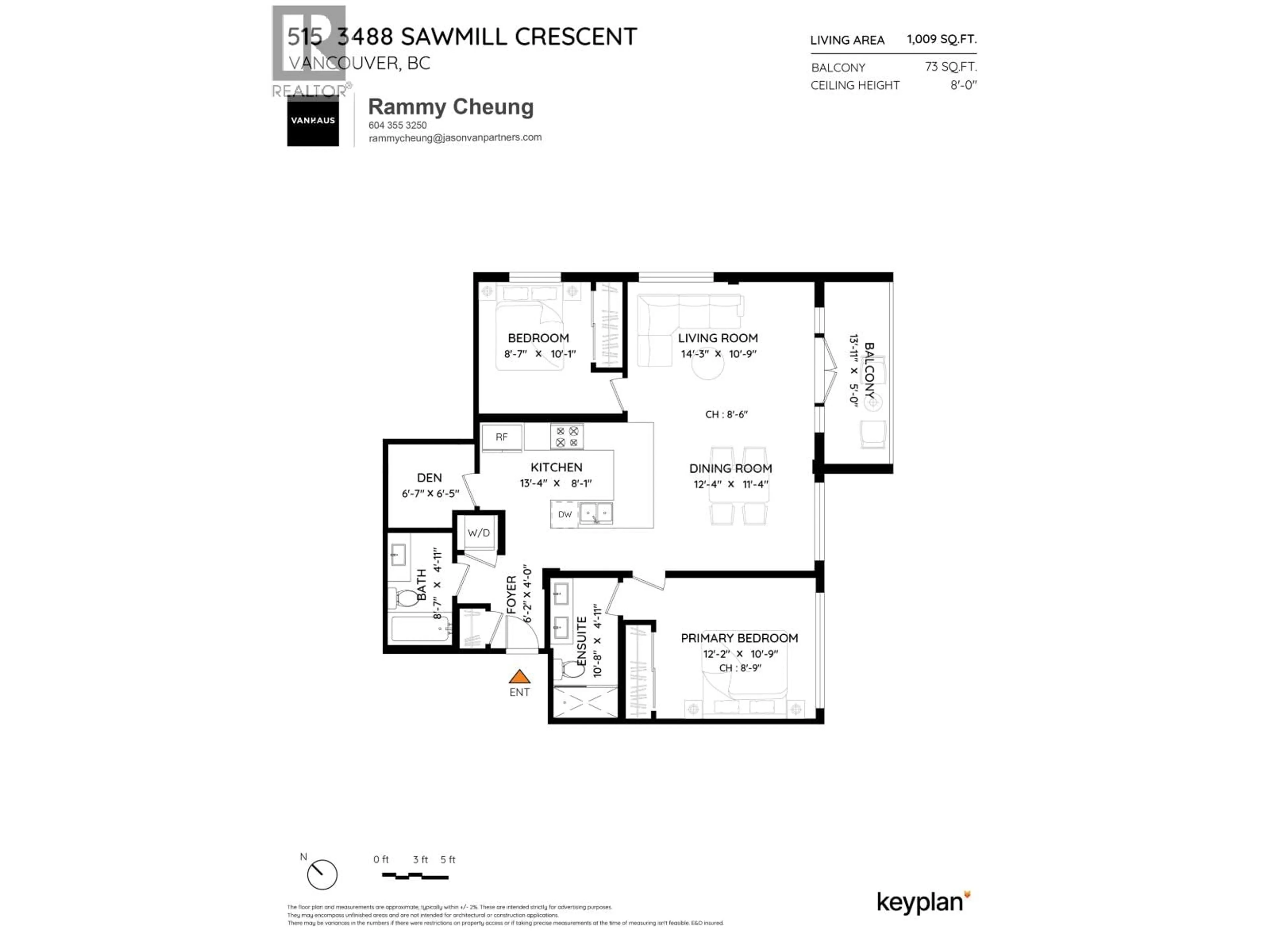 Floor plan for 515 - 3488 SAWMILL CRESCENT, Vancouver British Columbia V5S0C7