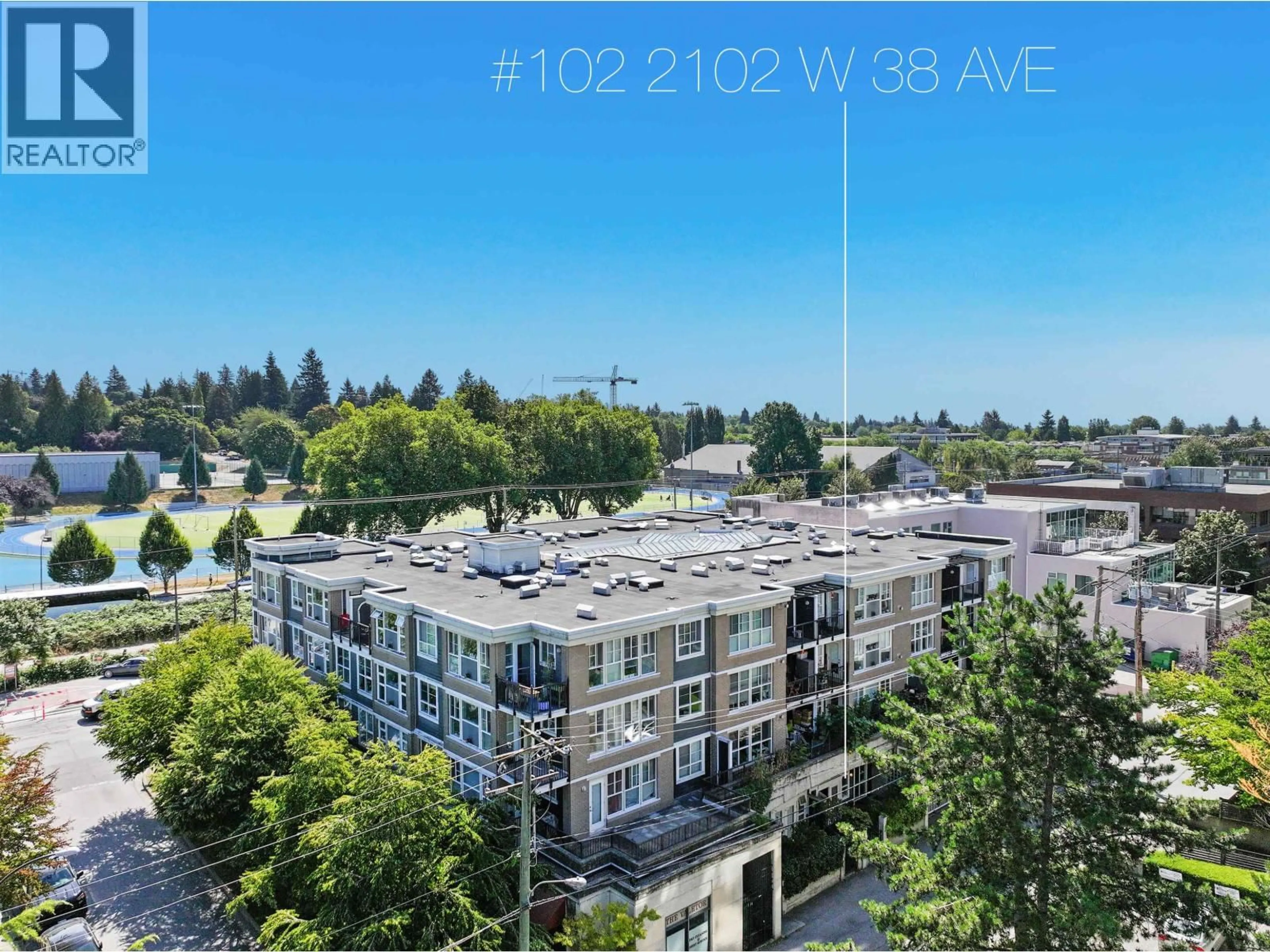 A pic from outside/outdoor area/front of a property/back of a property/a pic from drone, city buildings view from balcony for 102 - 2102 38TH AVENUE, Vancouver British Columbia V6M1R9