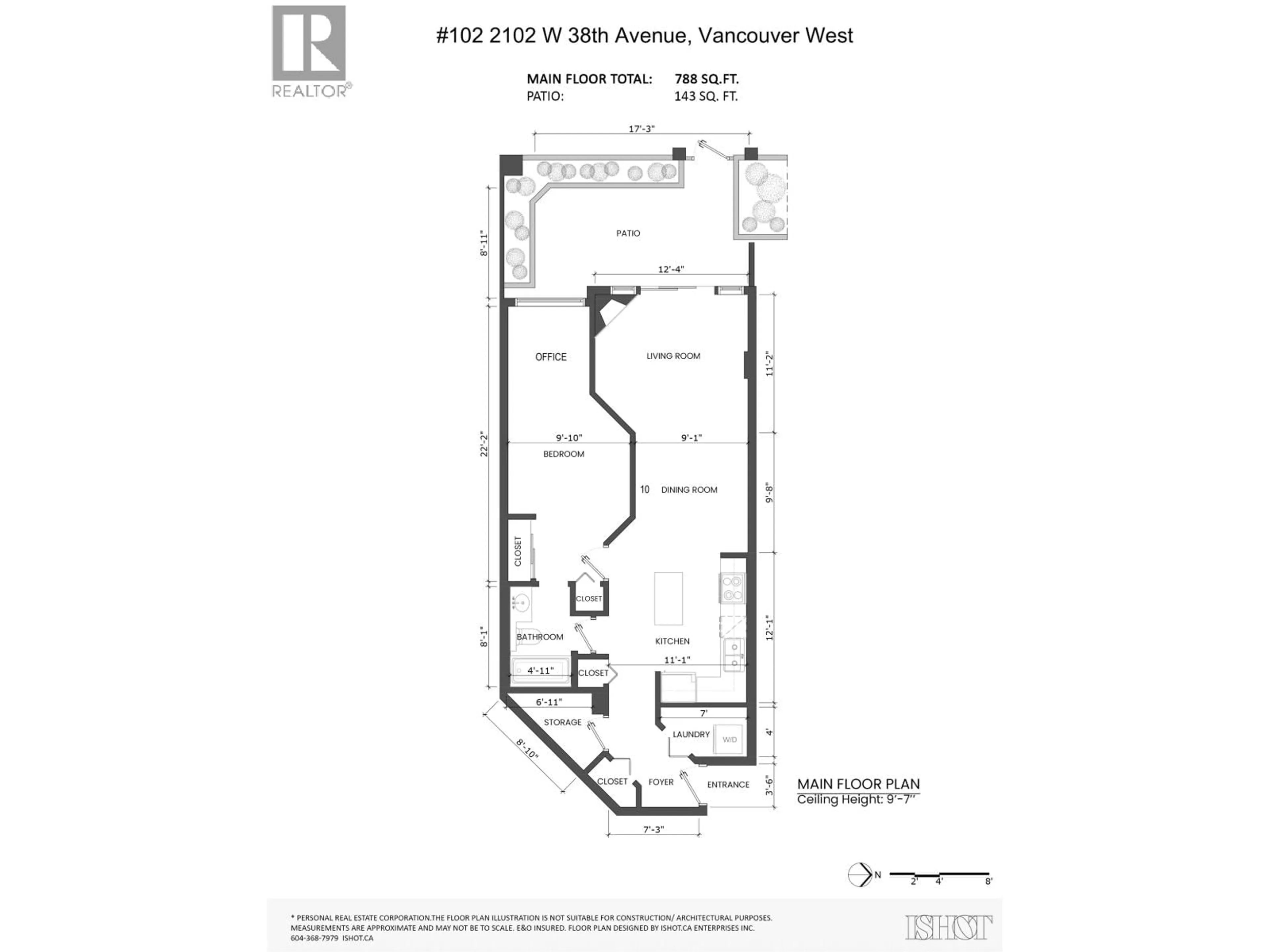 Floor plan for 102 - 2102 38TH AVENUE, Vancouver British Columbia V6M1R9