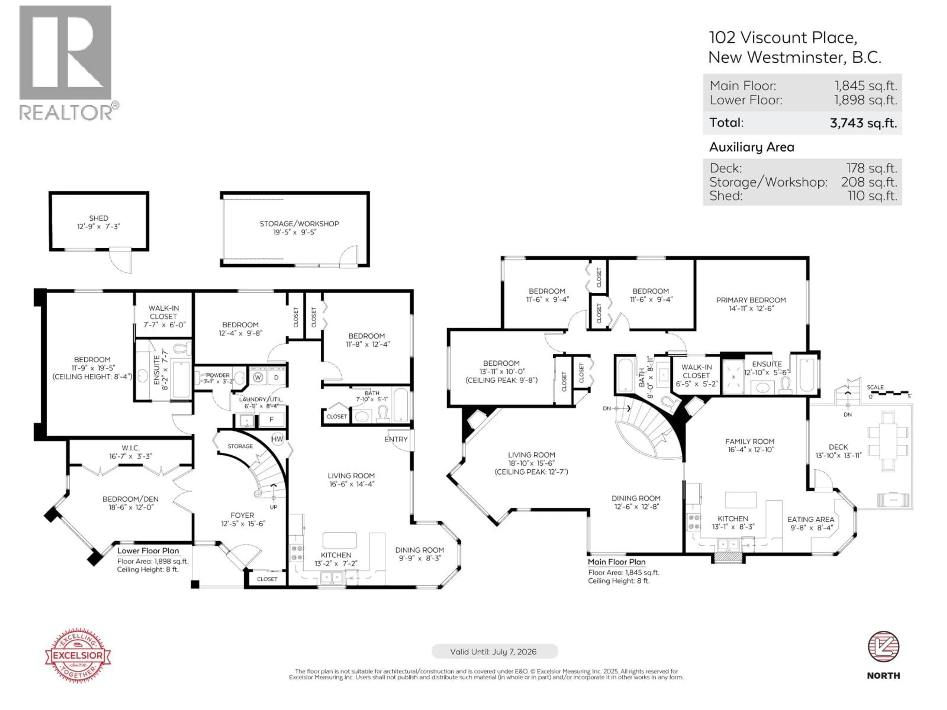 Floor plan for 102 VISCOUNT PLACE, New Westminster British Columbia V3M6L4