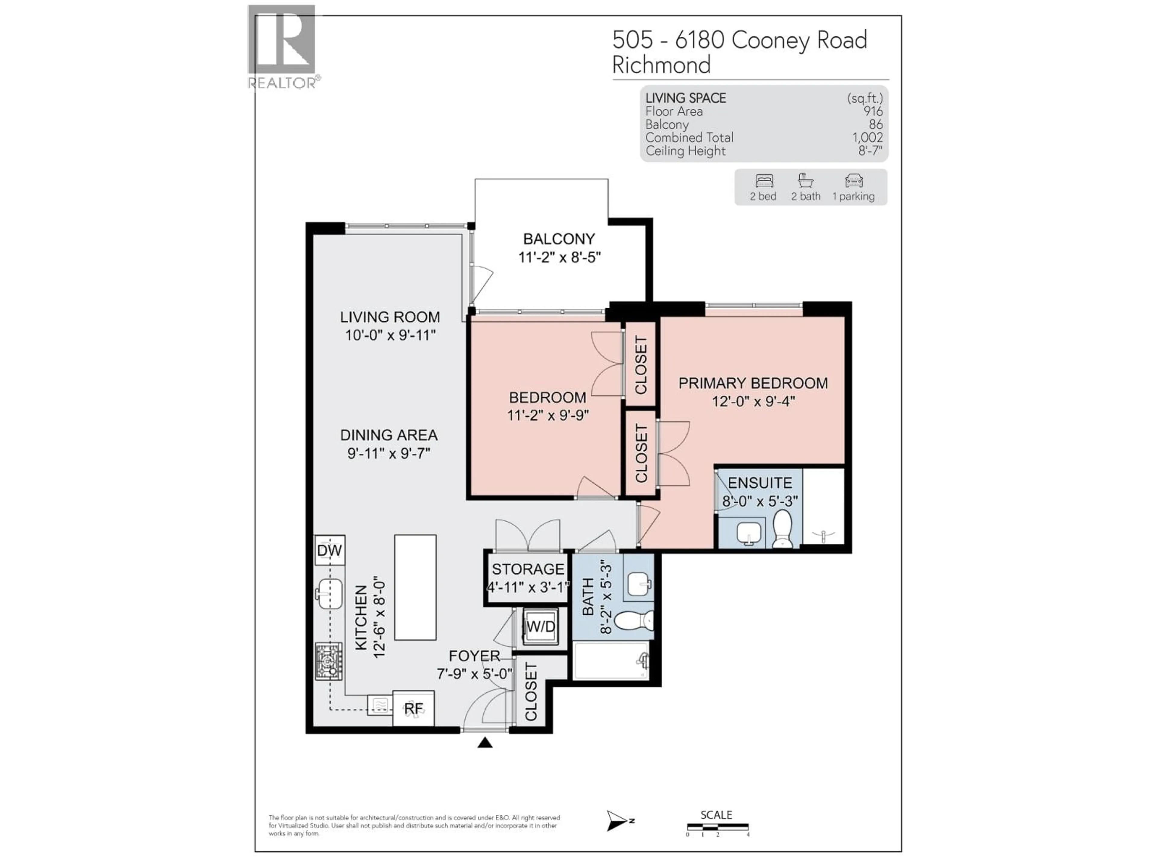 Floor plan for 505 - 6180 COONEY ROAD, Richmond British Columbia V6Y0H2