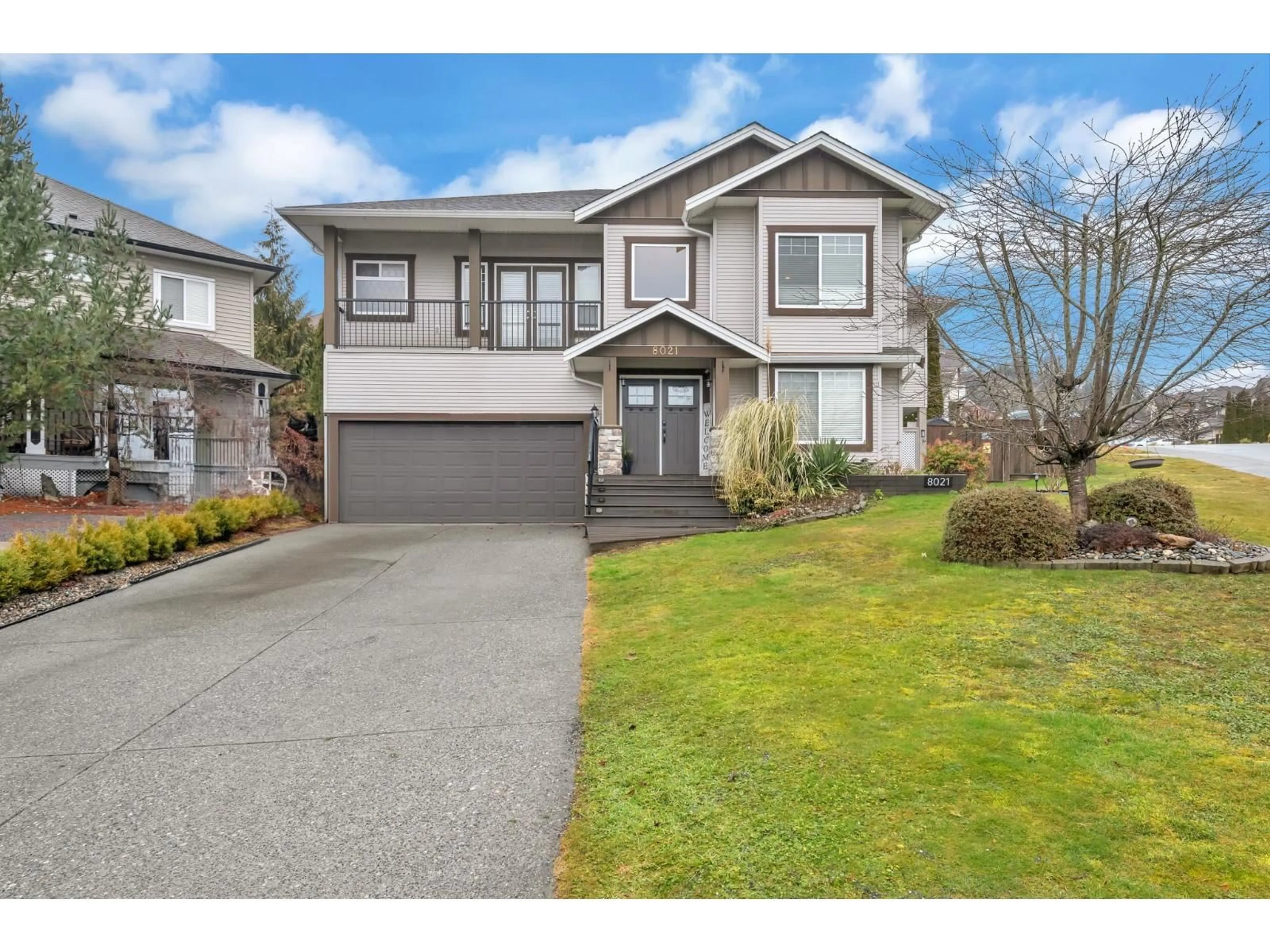 Home with vinyl exterior material, street for 8021 MELBURN DRIVE, Mission British Columbia V2V7B6