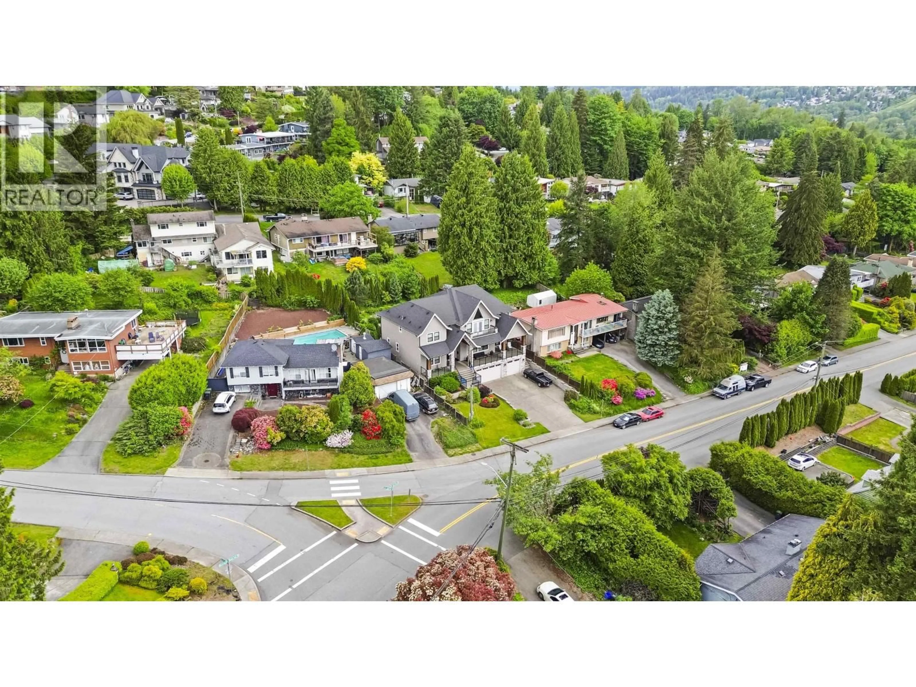 A pic from outside/outdoor area/front of a property/back of a property/a pic from drone, street for 966 RANCH PARK WAY, Coquitlam British Columbia V3C2H1
