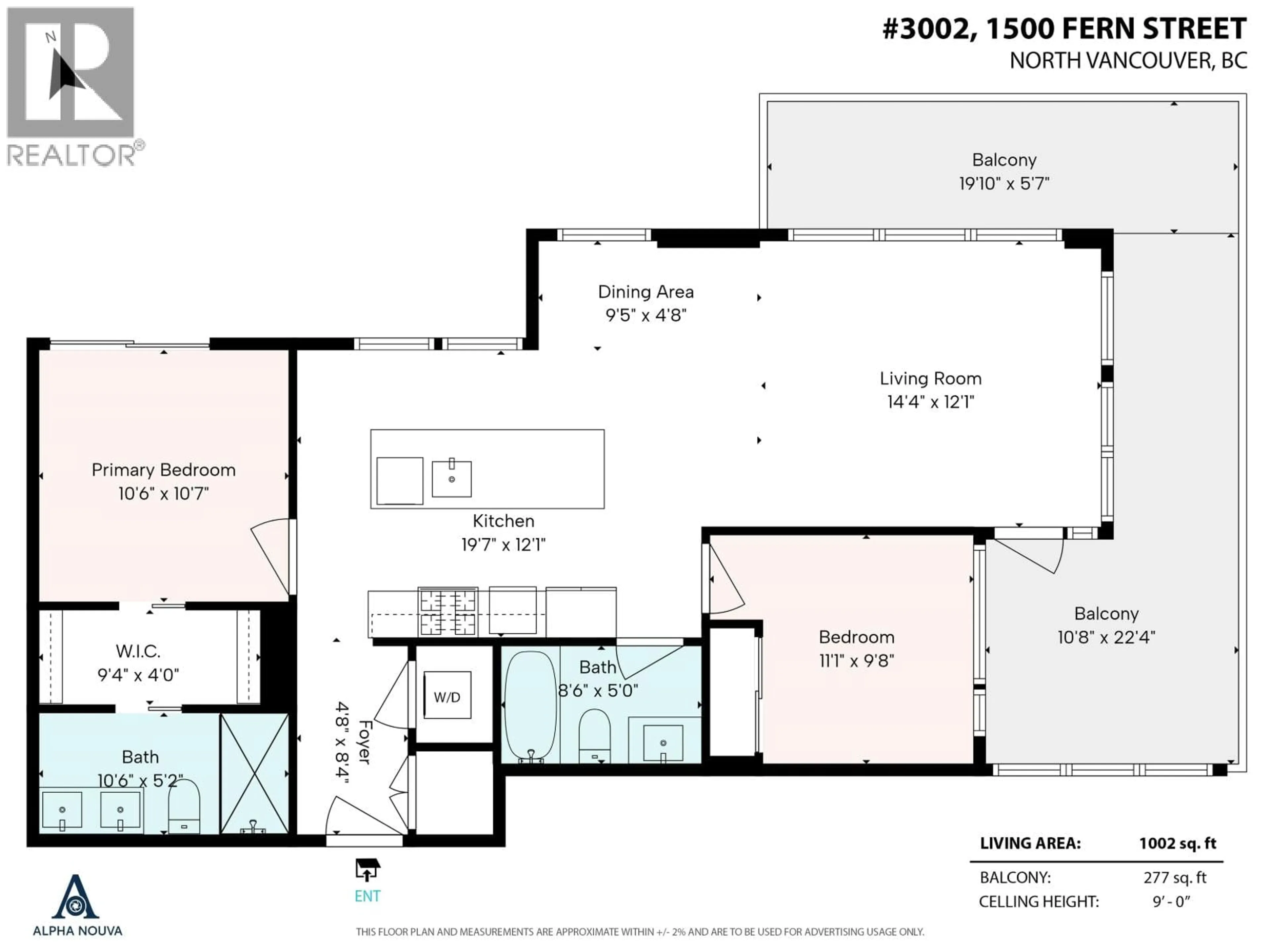 Floor plan for 3002 - 1500 FERN STREET, North Vancouver British Columbia V7J0E6