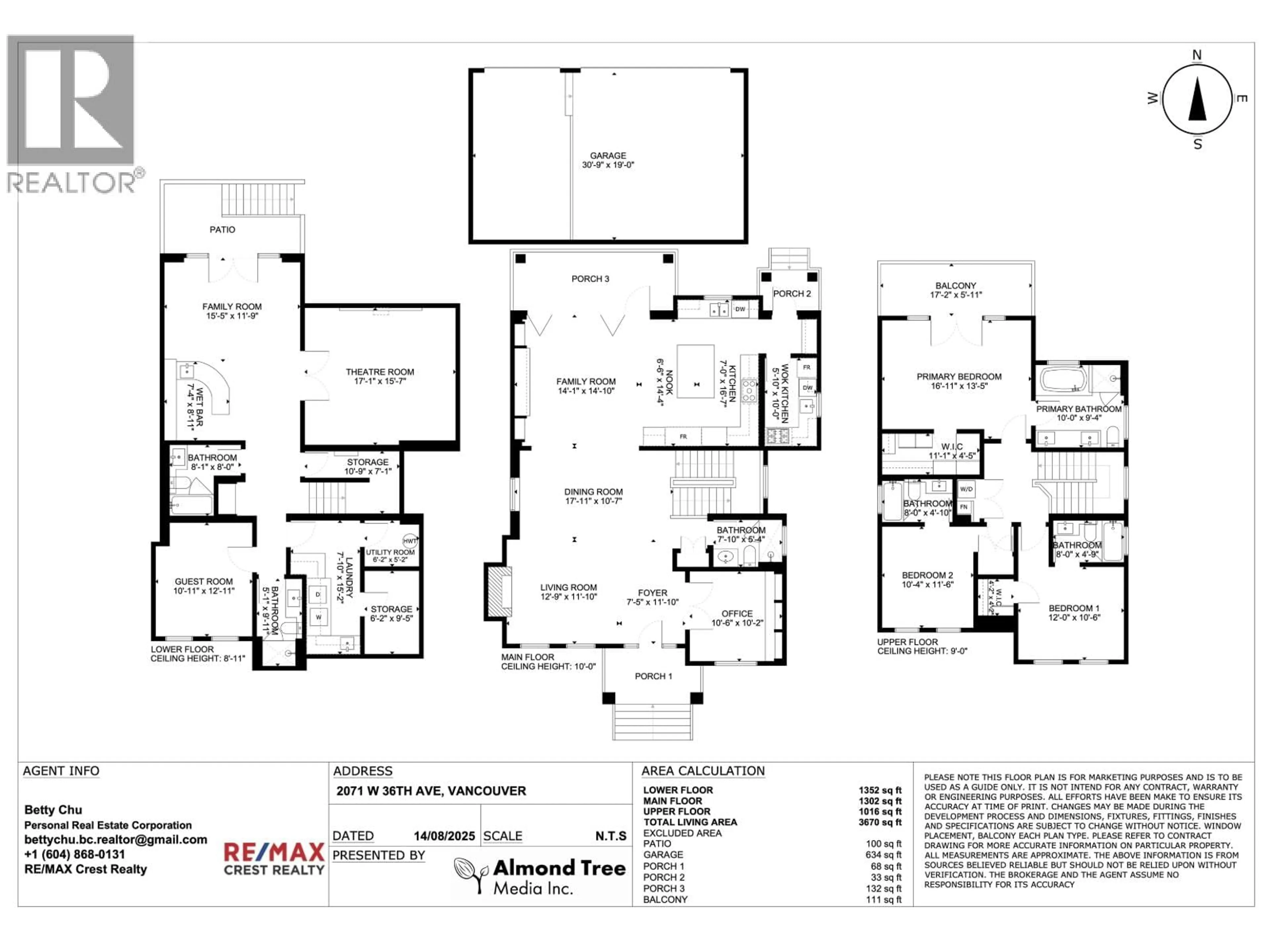 Floor plan for 2071 36TH AVENUE, Vancouver British Columbia V6M1L1