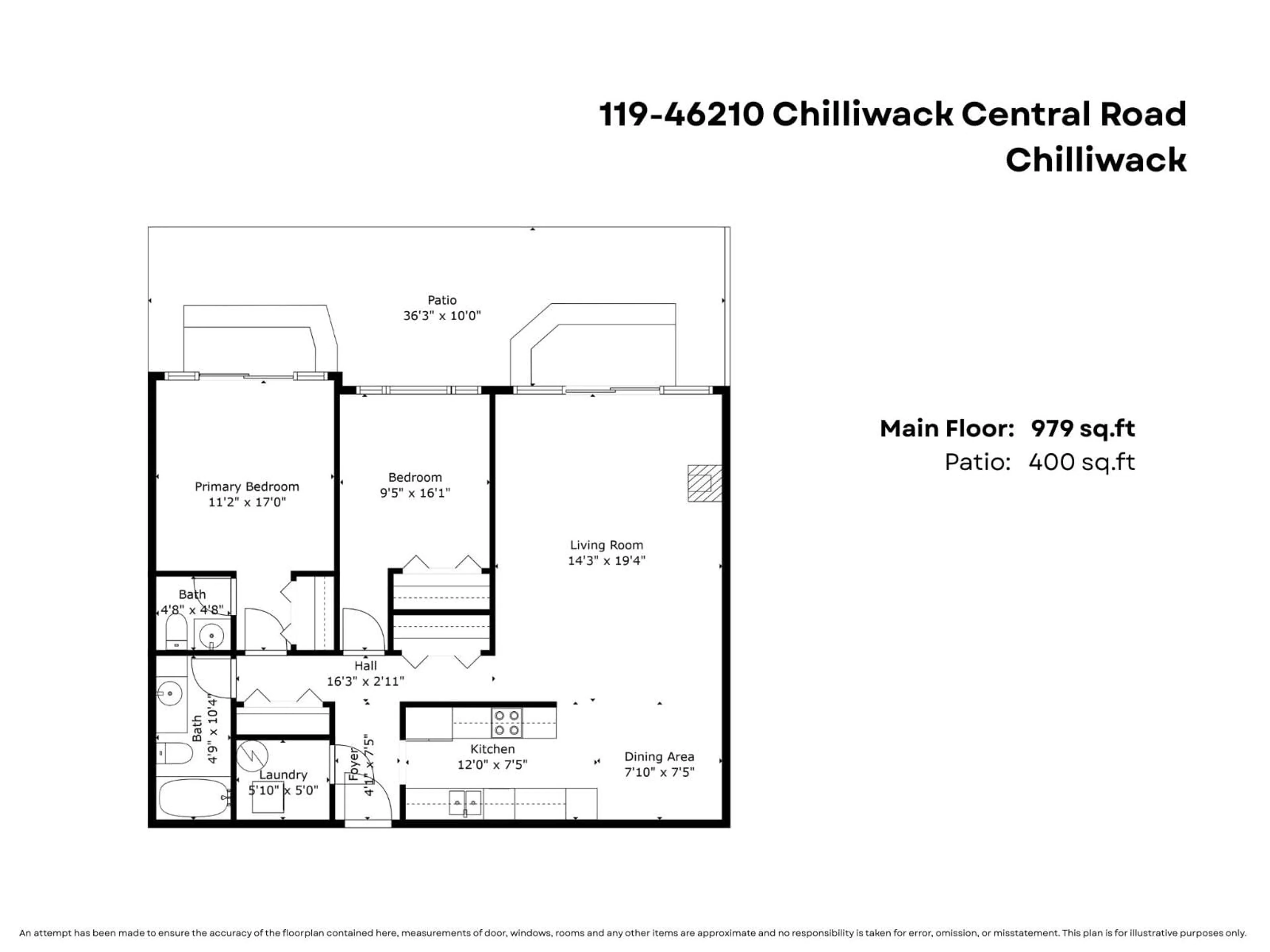 Floor plan for 119 - 46210 CHILLIWACK CENTRAL ROAD, Chilliwack British Columbia V2P1J8