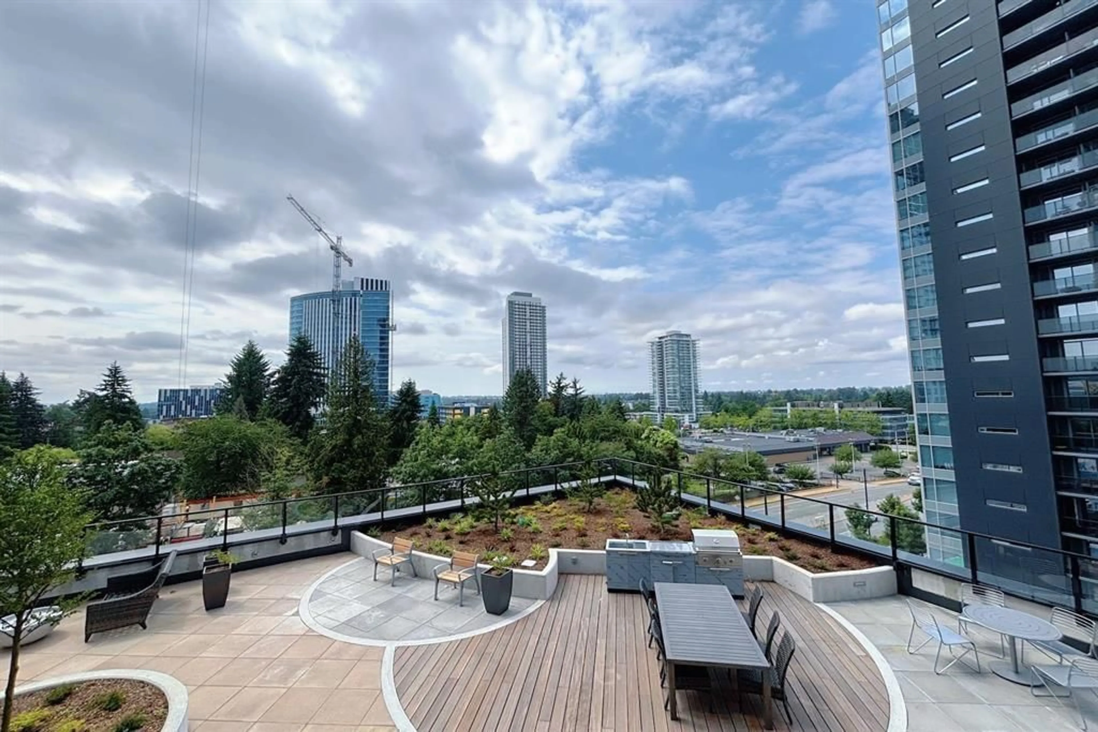 Patio, city buildings view from balcony for 502 - 13745 GEORGE JUNCTION, Surrey British Columbia V3T0V8