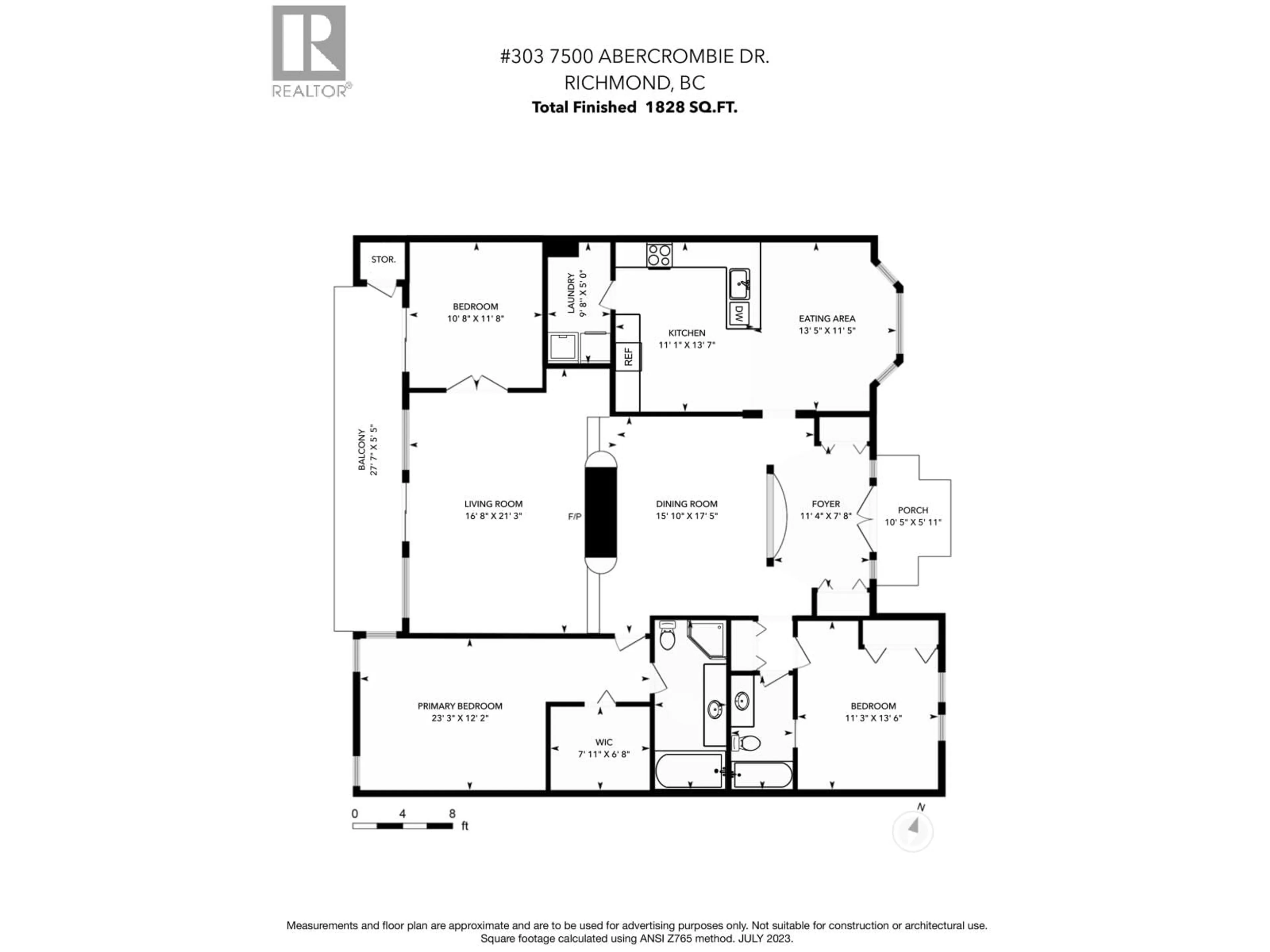 Floor plan for 303 - 7500 ABERCROMBIE DRIVE, Richmond British Columbia V6Y3J9
