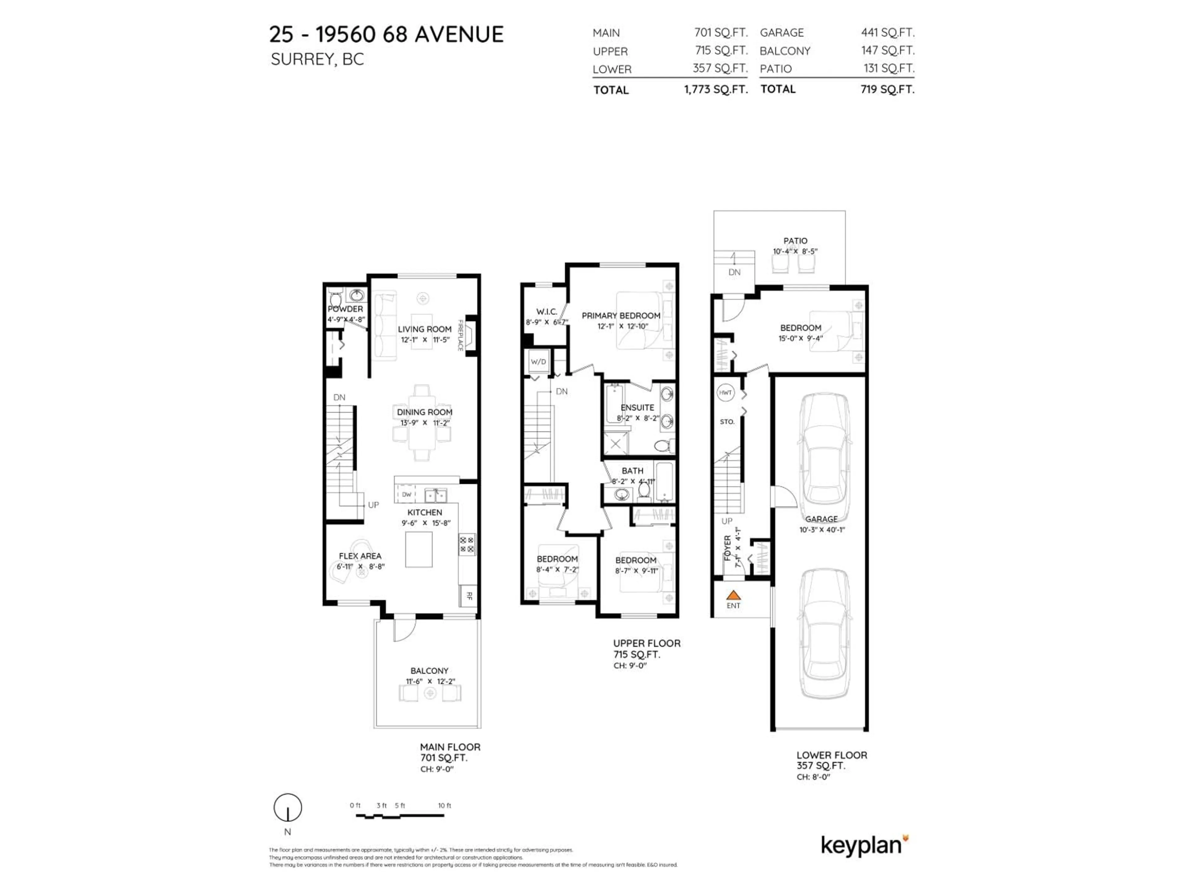 Floor plan for 25 - 19560 68 AVENUE, Surrey British Columbia V4N5Y5