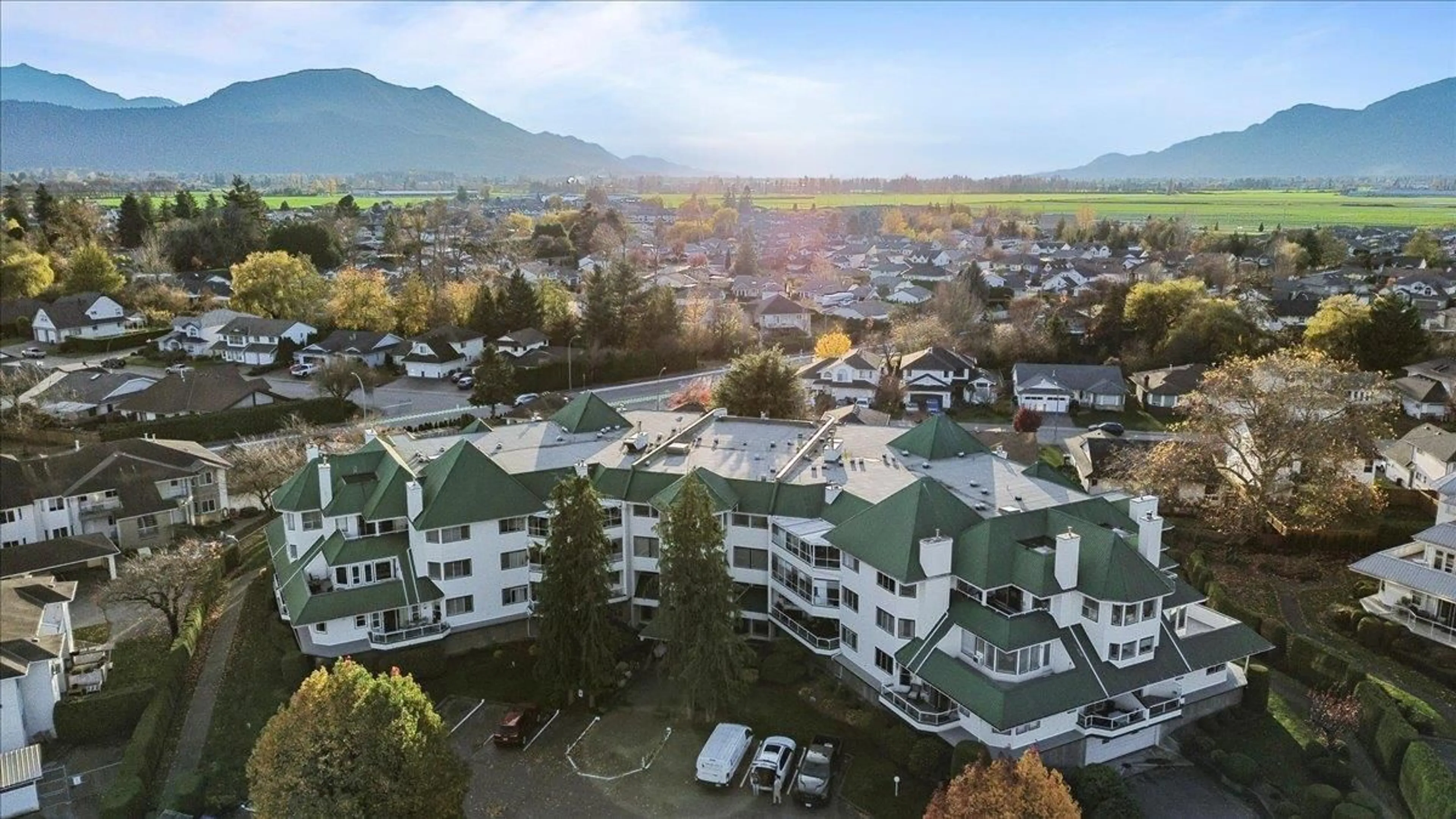 A pic from outside/outdoor area/front of a property/back of a property/a pic from drone, mountain view for 210 - 7651 AMBER DRIVE, Chilliwack British Columbia V2R3J6