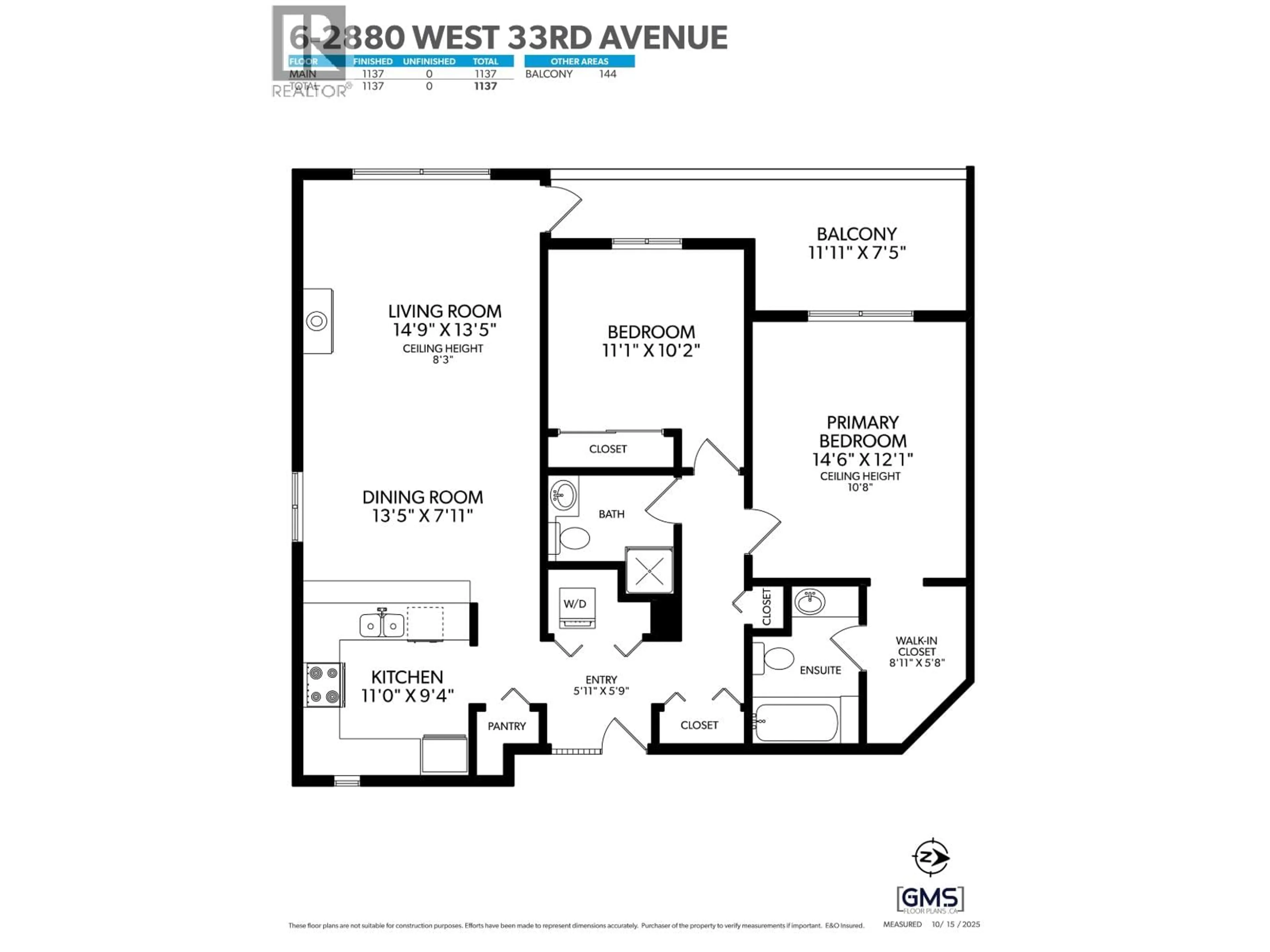 Floor plan for 6 - 2880 33RD AVENUE, Vancouver British Columbia V6N2G2