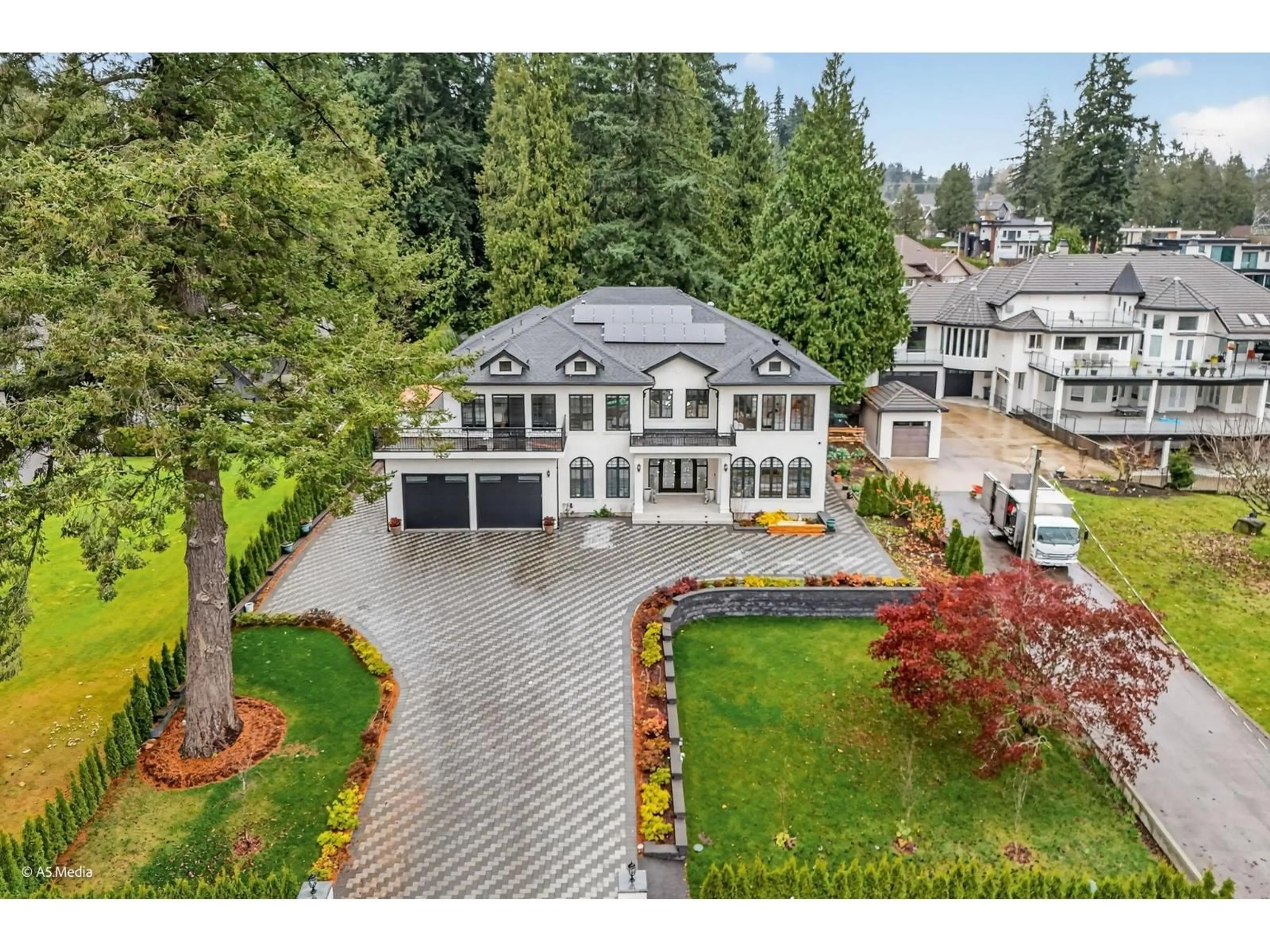 A pic from outside/outdoor area/front of a property/back of a property/a pic from drone, street for 12673 54 AVENUE, Surrey British Columbia V3X3C1