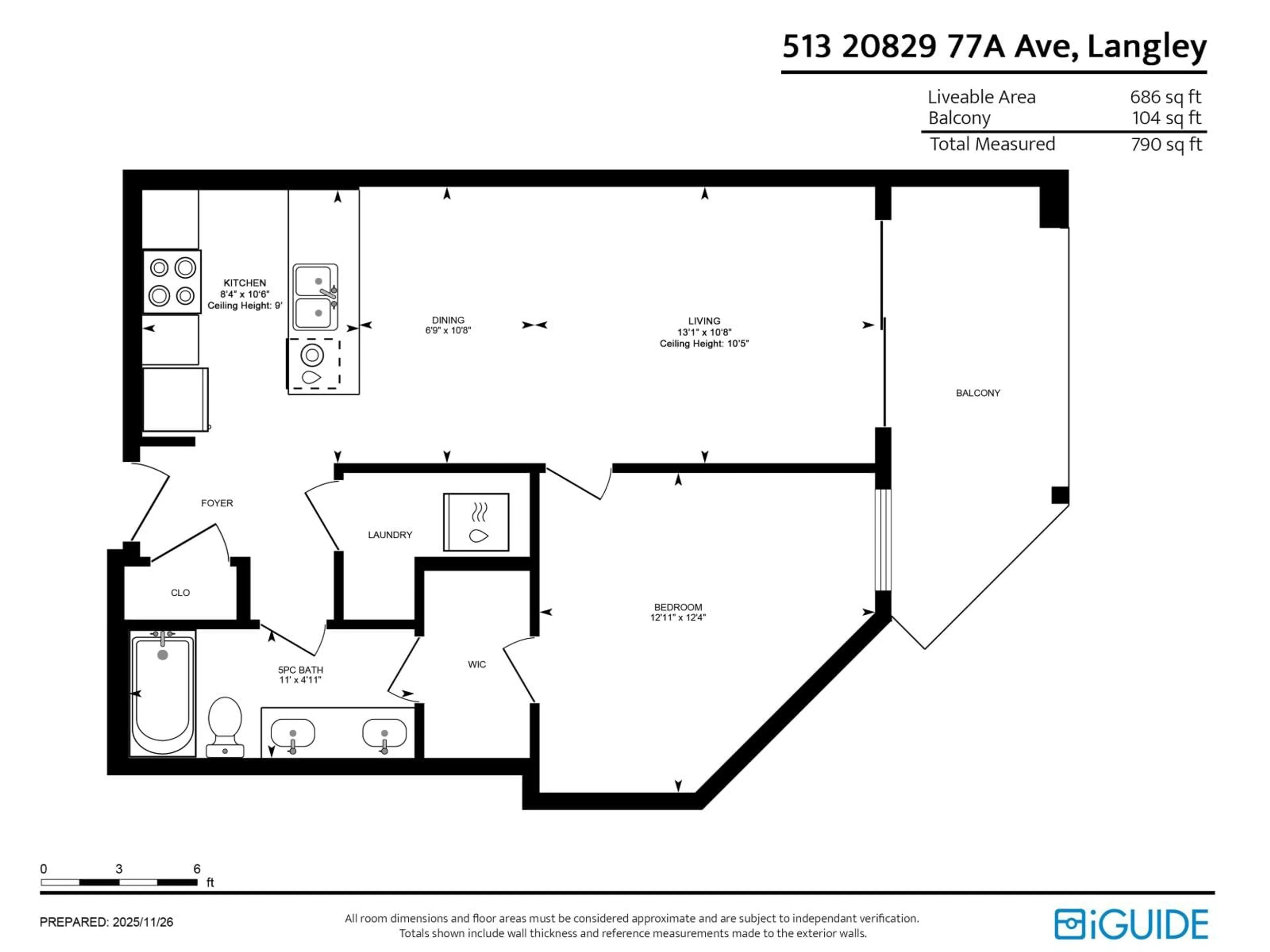 Floor plan for 513 - 20829 77A AVENUE, Langley British Columbia V2Y0Y5