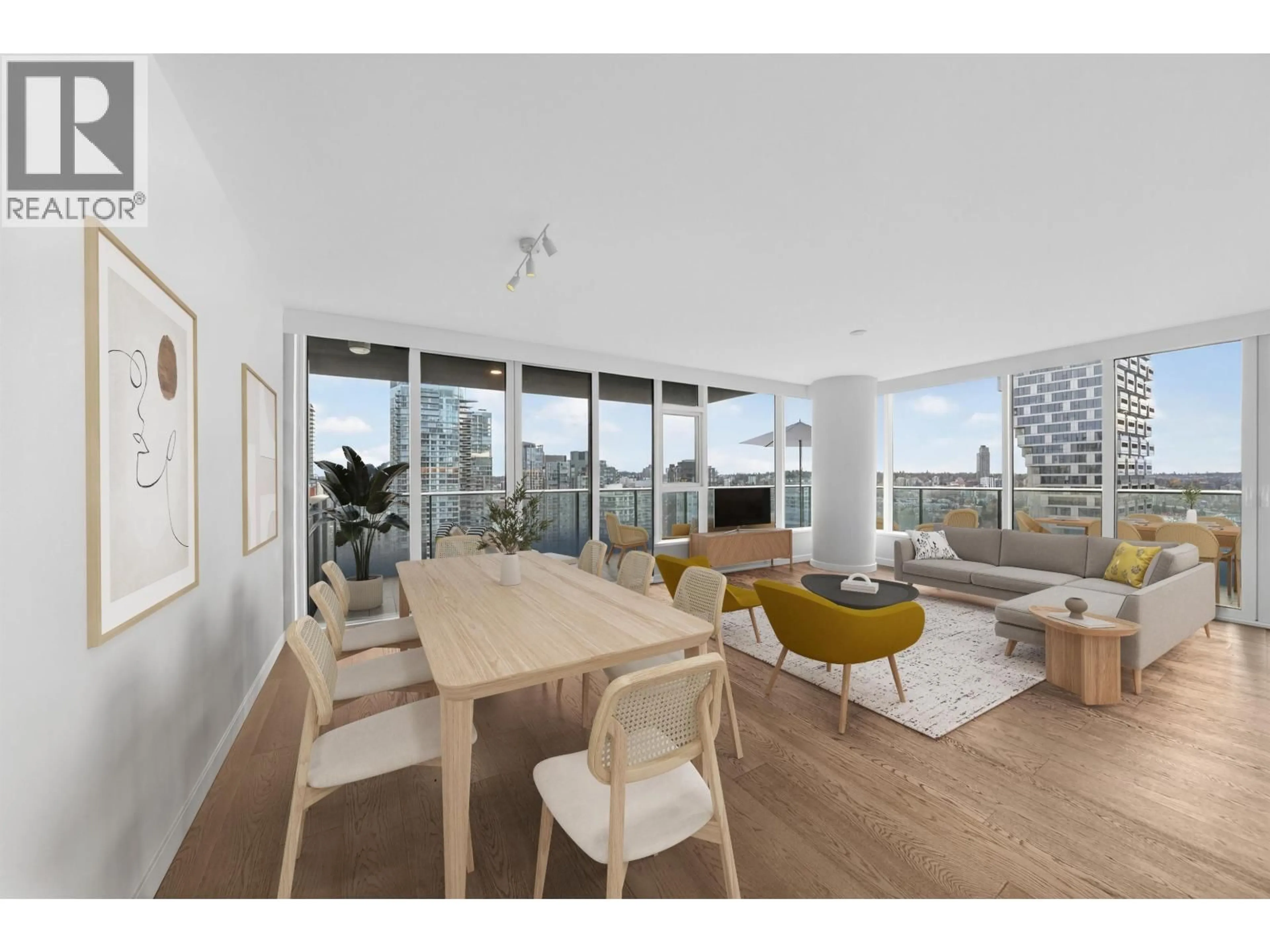 Living room with furniture, wood/laminate floor for 2403 - 1335 HOWE STREET, Vancouver British Columbia V6Z0H1