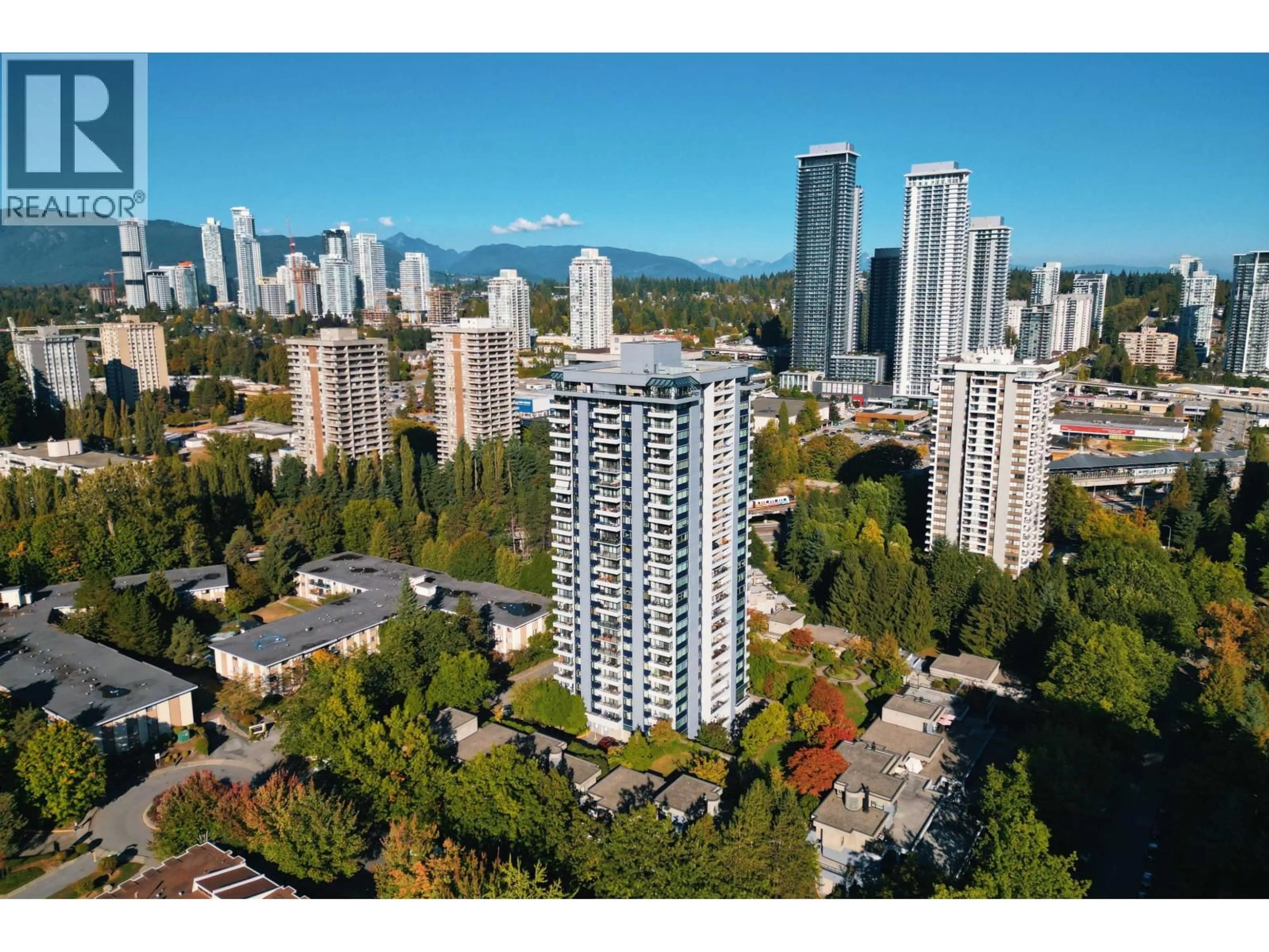 A pic from outside/outdoor area/front of a property/back of a property/a pic from drone, city buildings view from balcony for 2203 - 3980 CARRIGAN COURT, Burnaby British Columbia V3N4S6