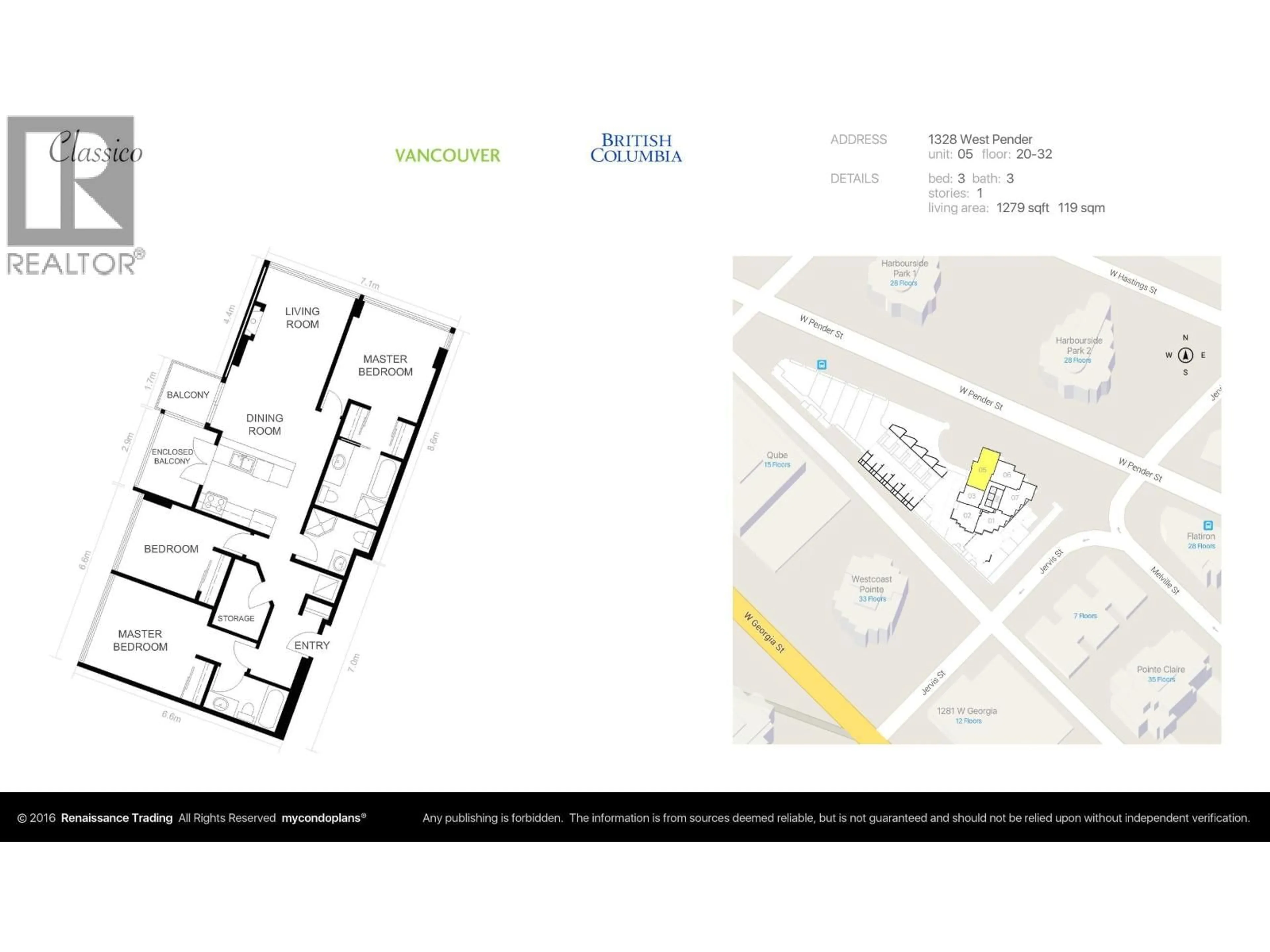 Floor plan for 3105 - 1328 PENDER STREET, Vancouver British Columbia V6E4T1