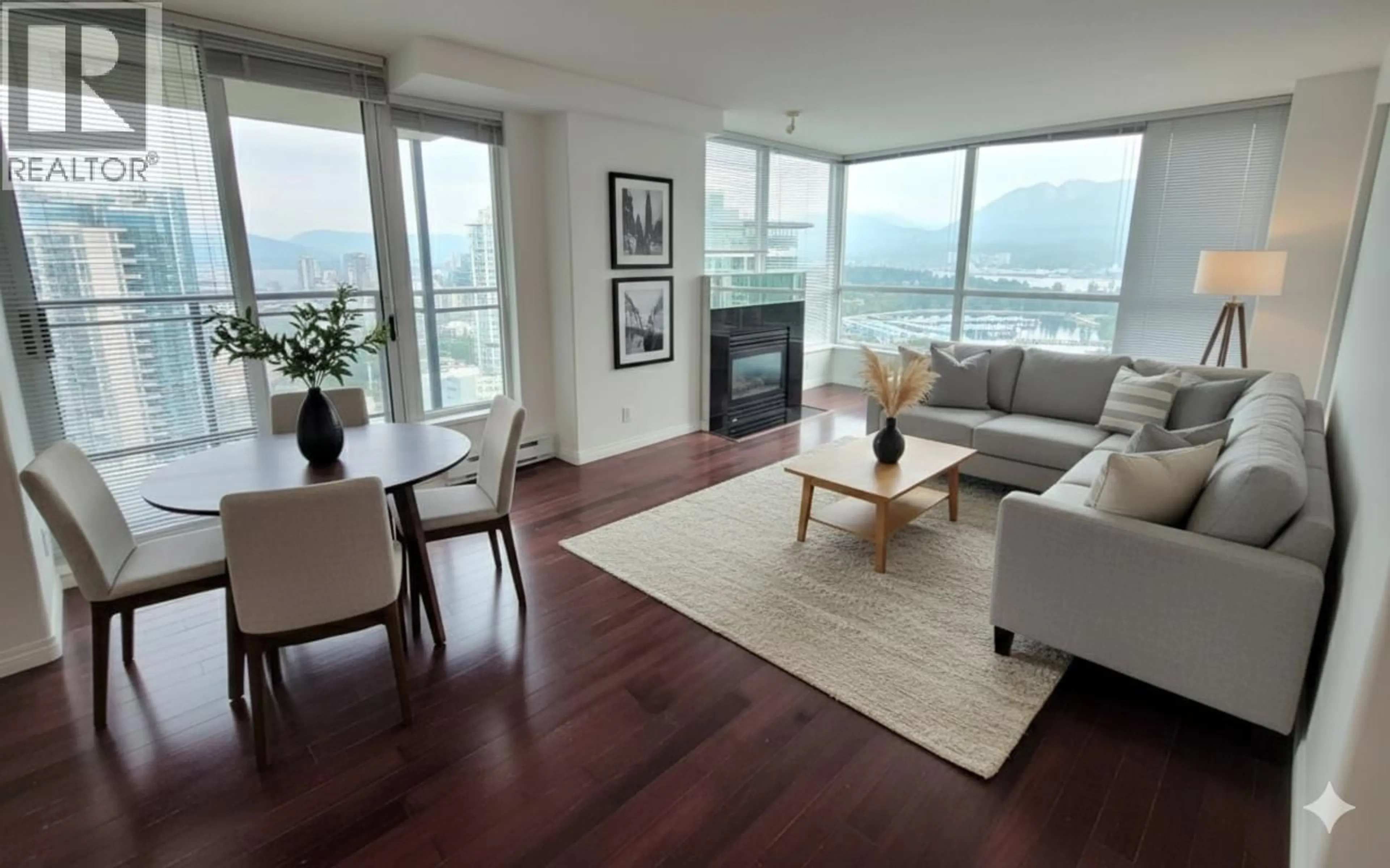 Living room with furniture, wood/laminate floor for 3105 - 1328 PENDER STREET, Vancouver British Columbia V6E4T1