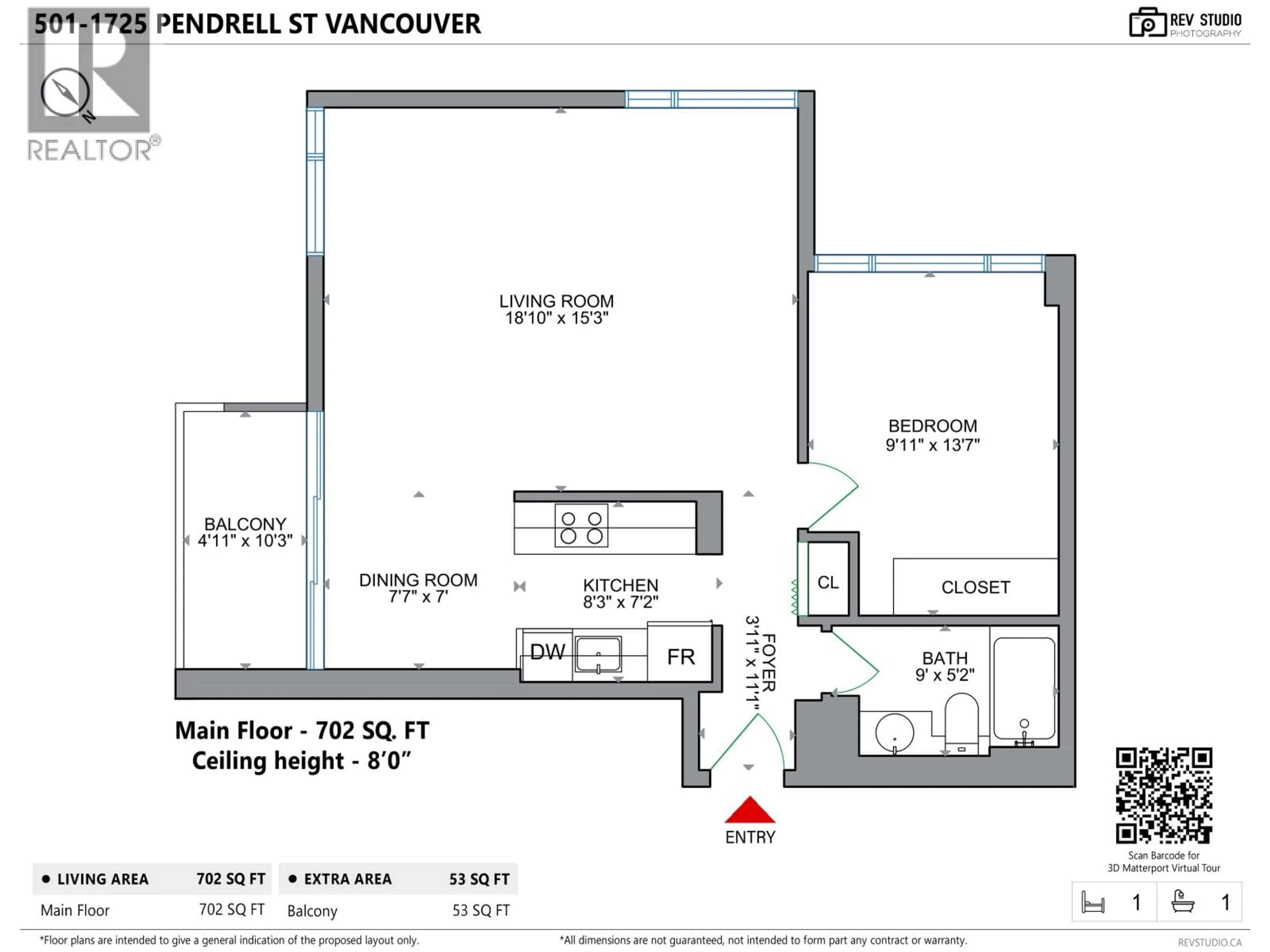 Floor plan for 501 - 1725 PENDRELL STREET, Vancouver British Columbia V6G2X7