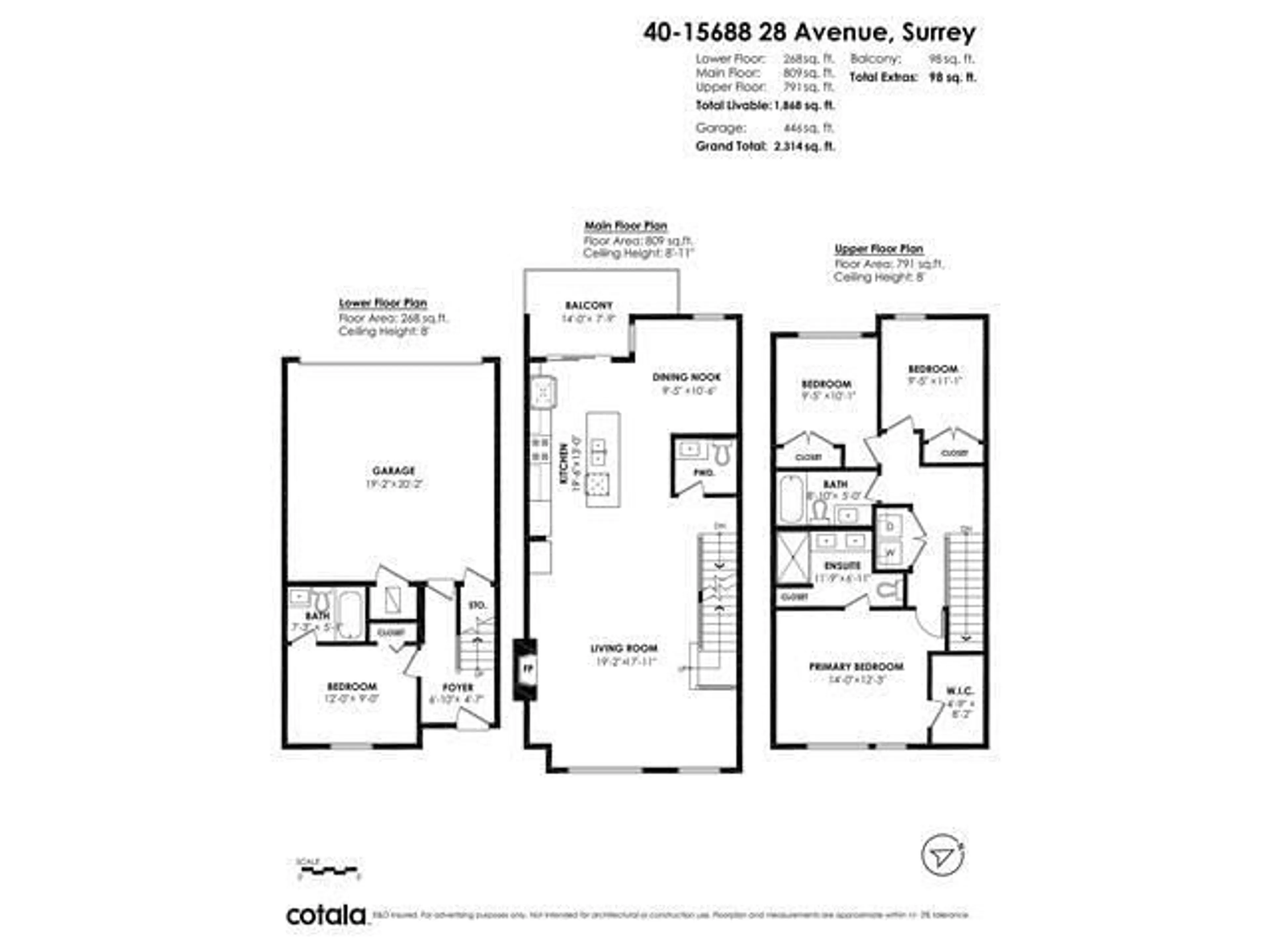 Floor plan for 40 - 15688 28 AVENUE, Surrey British Columbia V3Z0N1