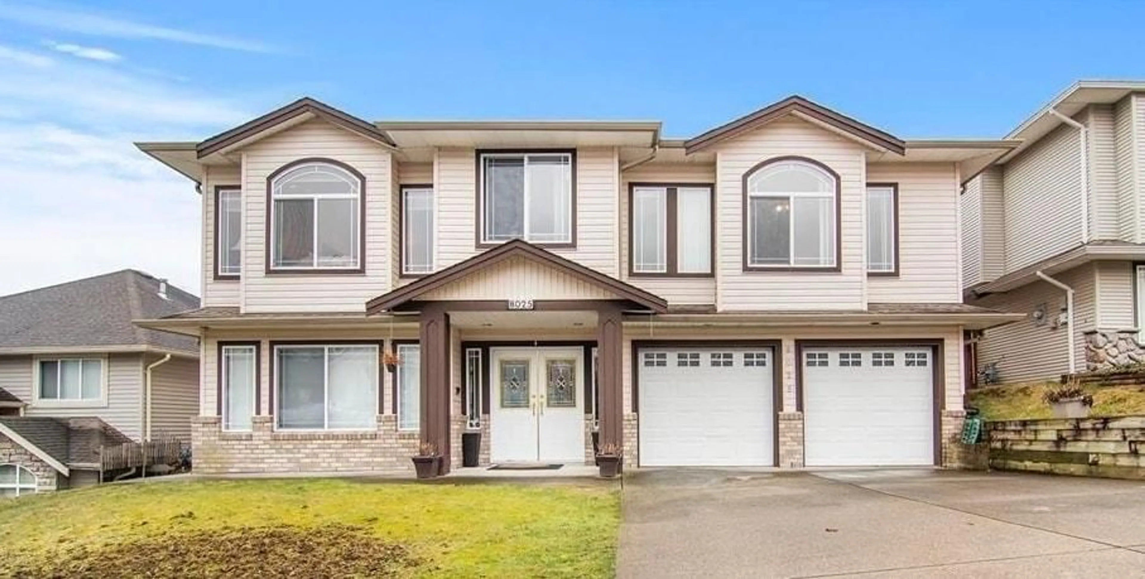 Home with vinyl exterior material, street for 8025 D'HERBOMEZ DRIVE, Mission British Columbia V2V7B7