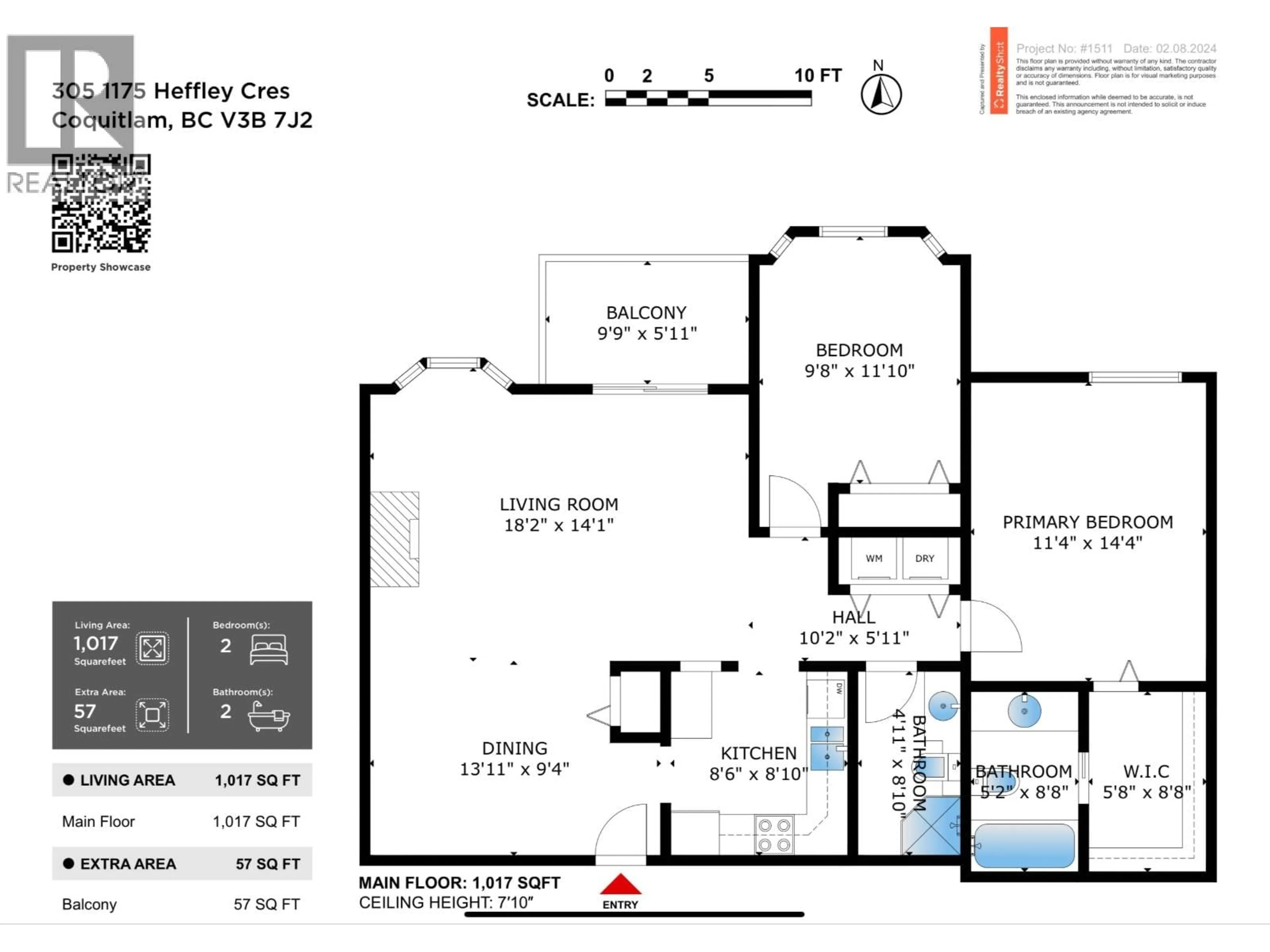 Floor plan for 305 - 1175 HEFFLEY CRESCENT, Coquitlam British Columbia V3B7J2