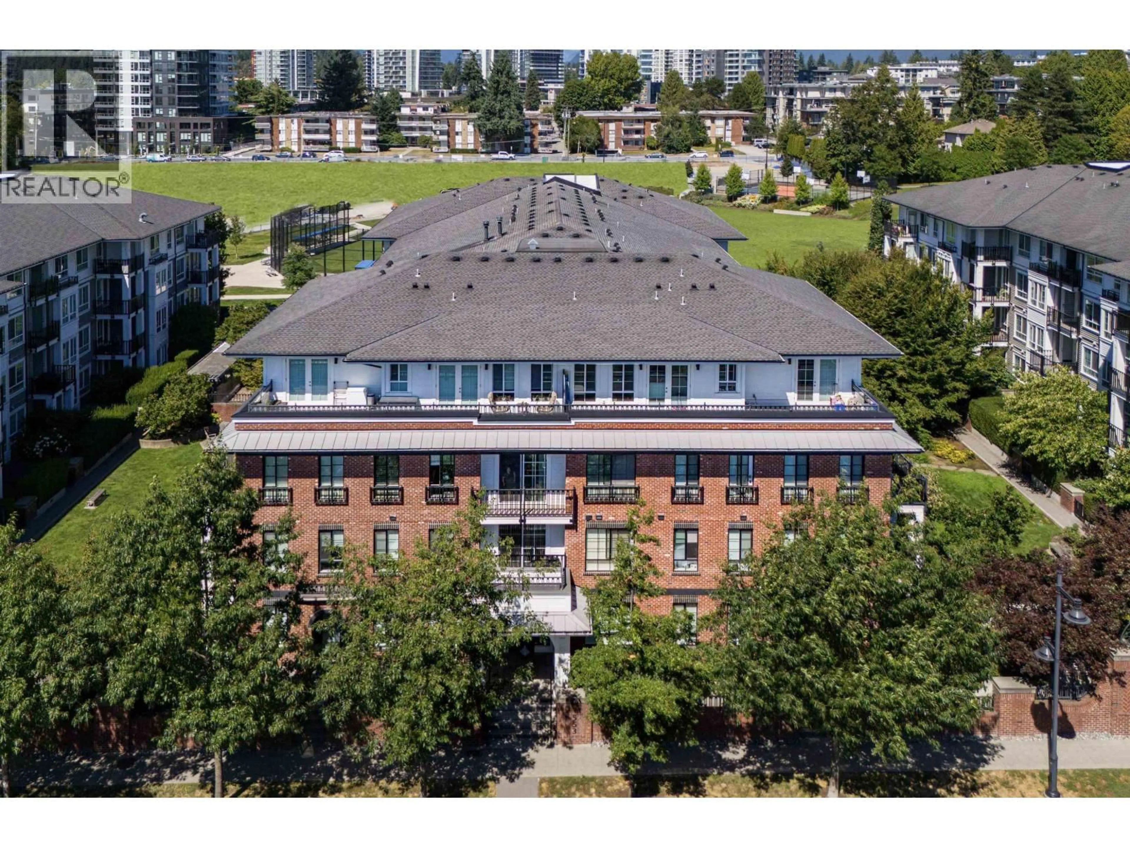 A pic from outside/outdoor area/front of a property/back of a property/a pic from drone, building for 207 - 553 FOSTER AVENUE, Coquitlam British Columbia V3J0B5
