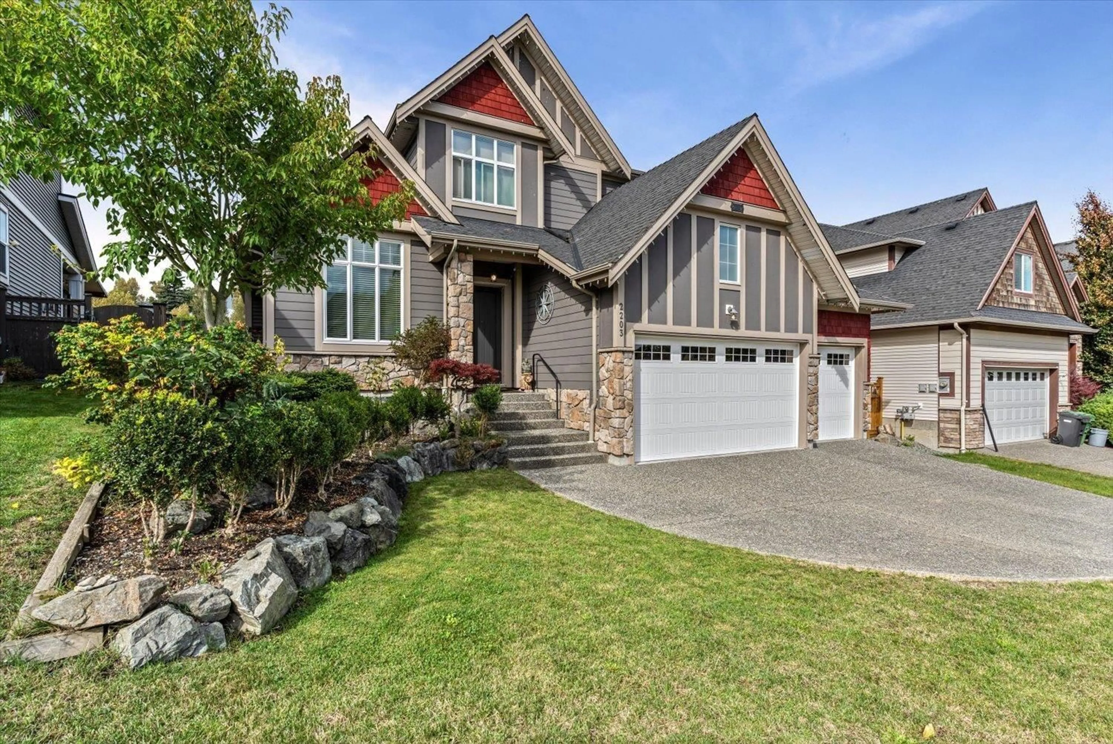 Home with brick exterior material, street for 2203 RIESLING DRIVE, Abbotsford British Columbia V4X0A6