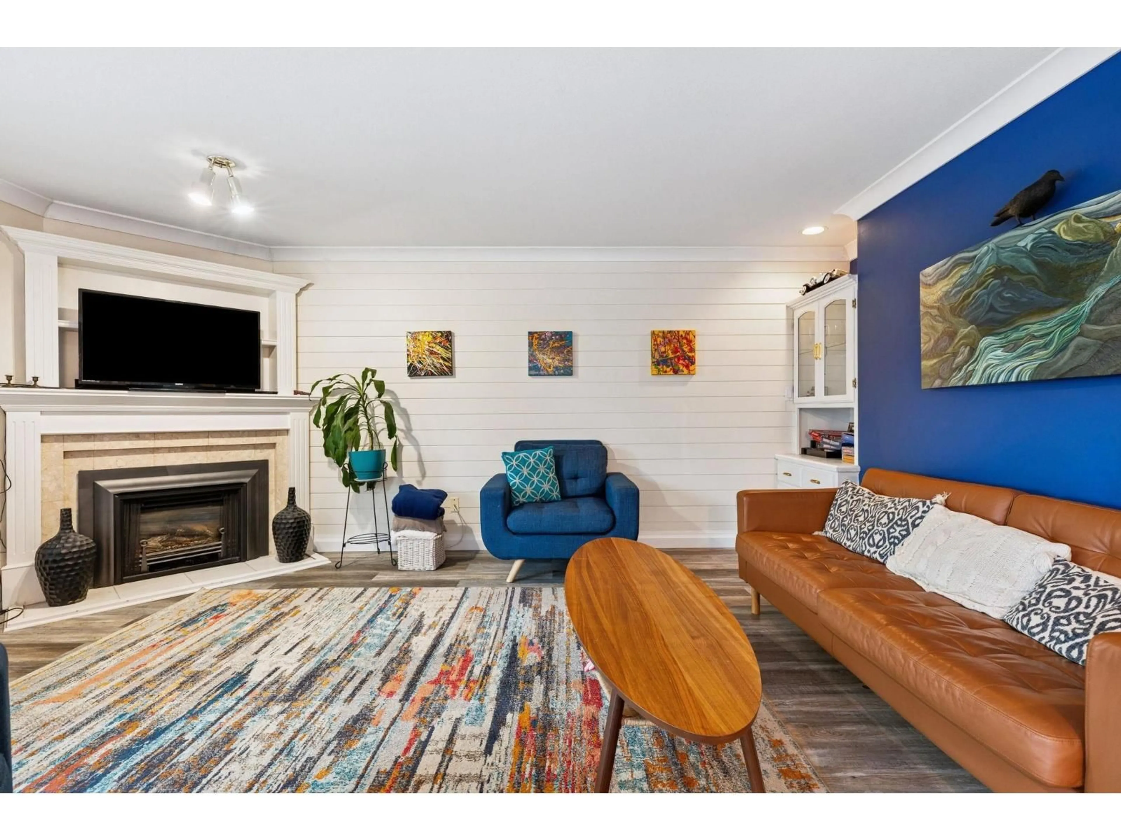 Living room with furniture, wood/laminate floor for 8376 CENTRE STREET, Delta British Columbia V4C3X4