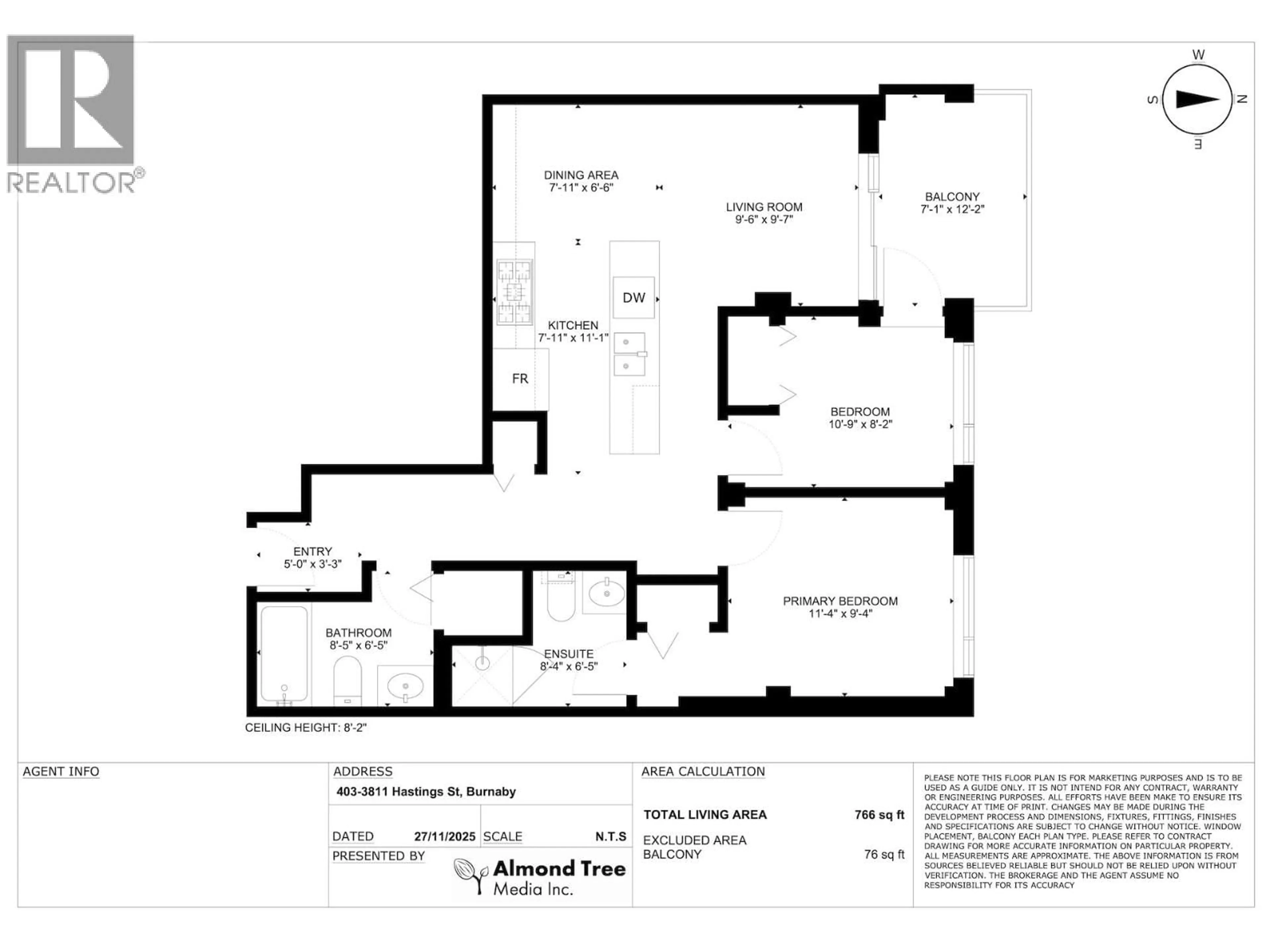 Floor plan for 403 - 3811 HASTINGS STREET, Burnaby British Columbia V5C6V2
