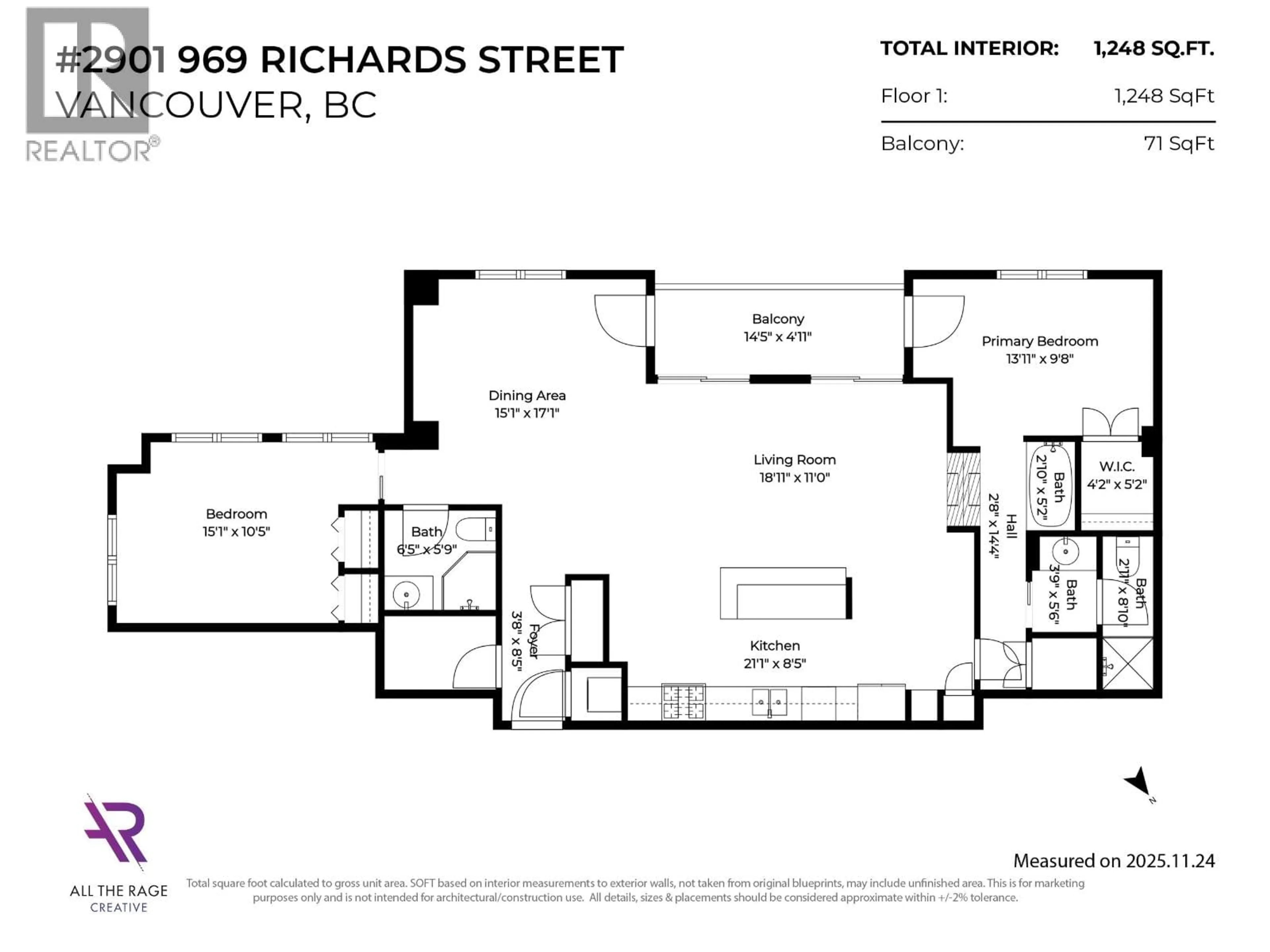 Floor plan for 2901 - 969 RICHARDS STREET, Vancouver British Columbia V6B1A8