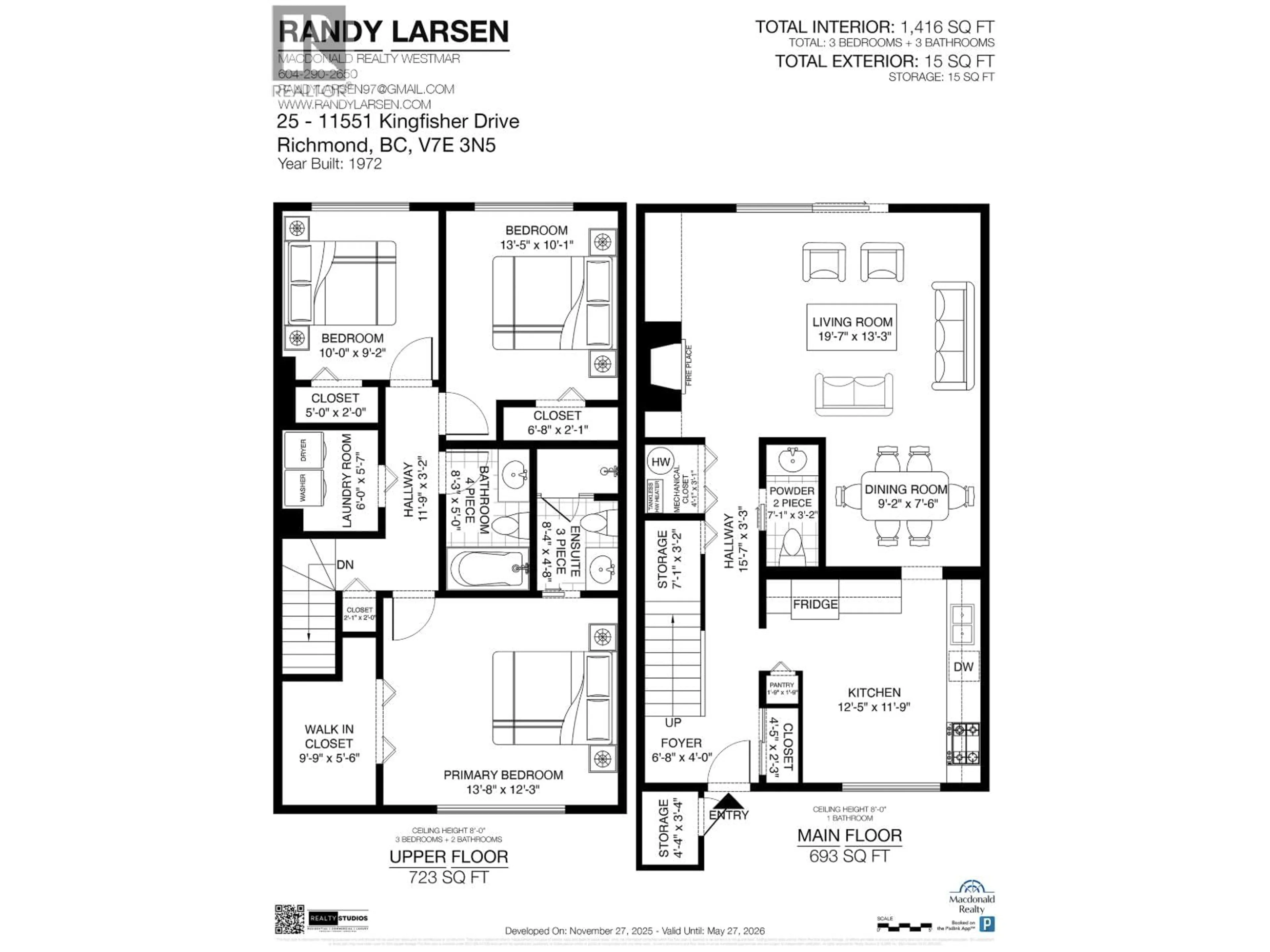 Floor plan for 25 - 11551 KINGFISHER DRIVE, Richmond British Columbia V7E3N5