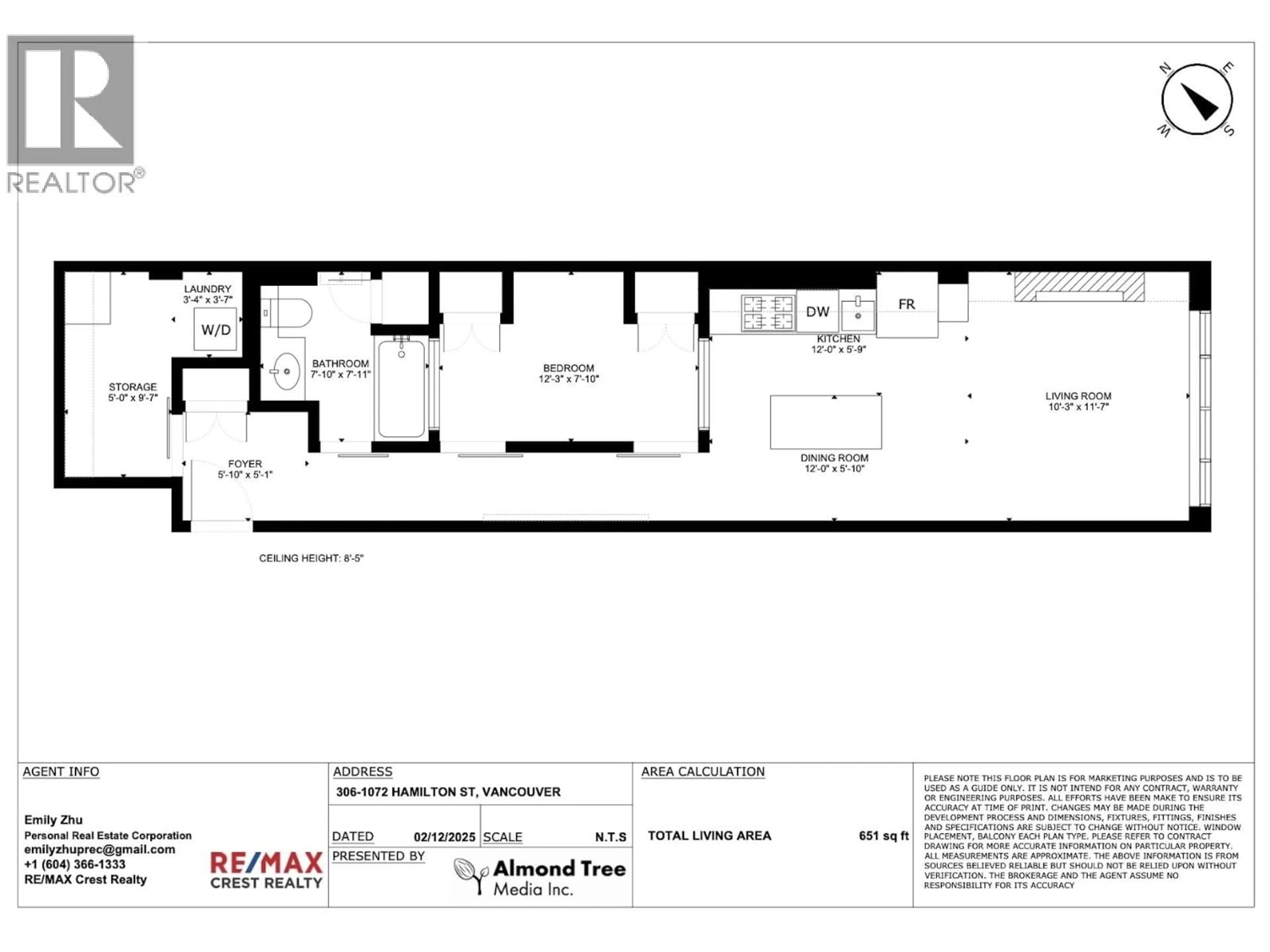 Floor plan for 306 - 1072 HAMILTON STREET, Vancouver British Columbia V6B2R9