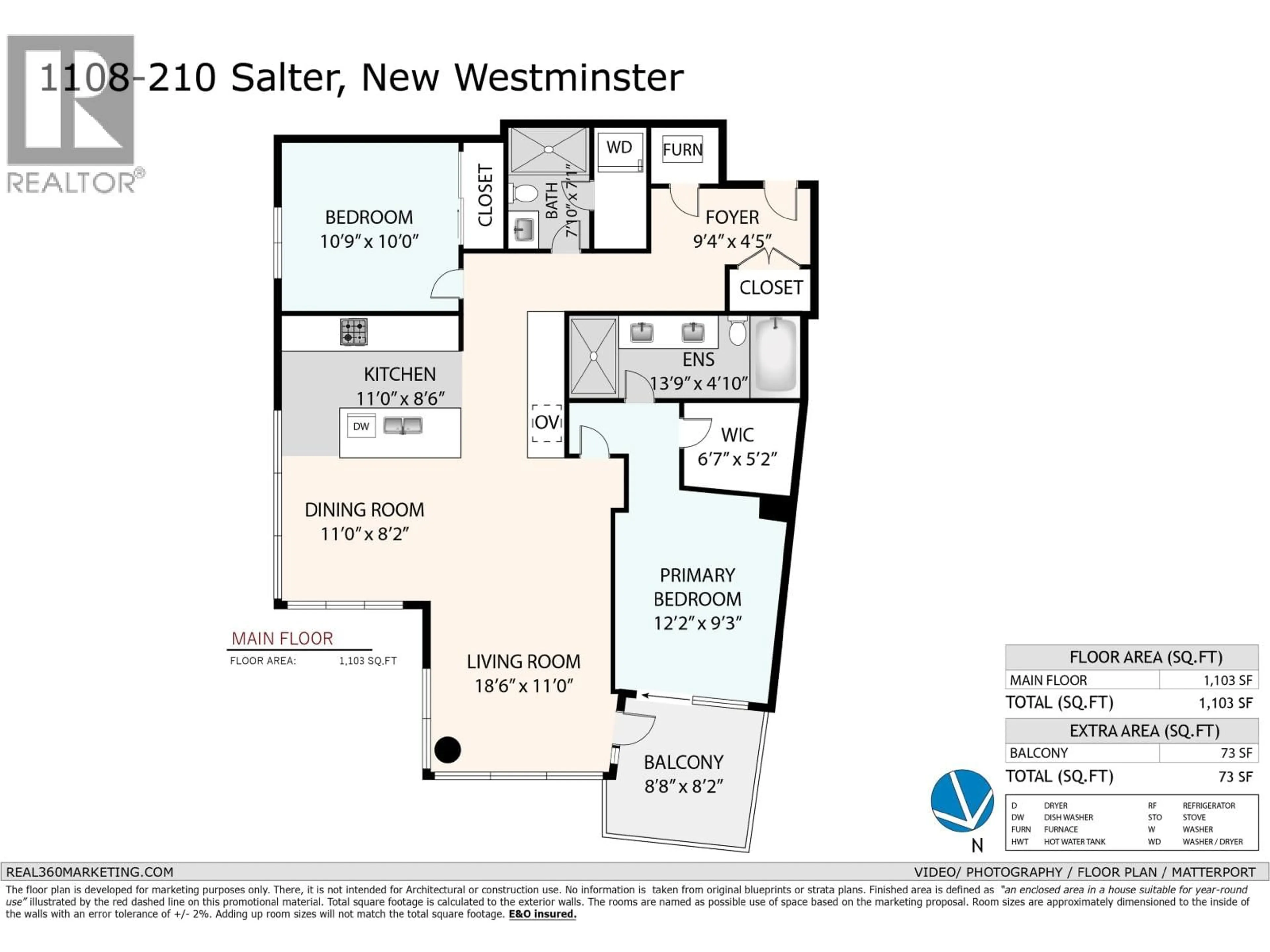 Floor plan for 1108 - 210 SALTER STREET, New Westminster British Columbia V3M0J9