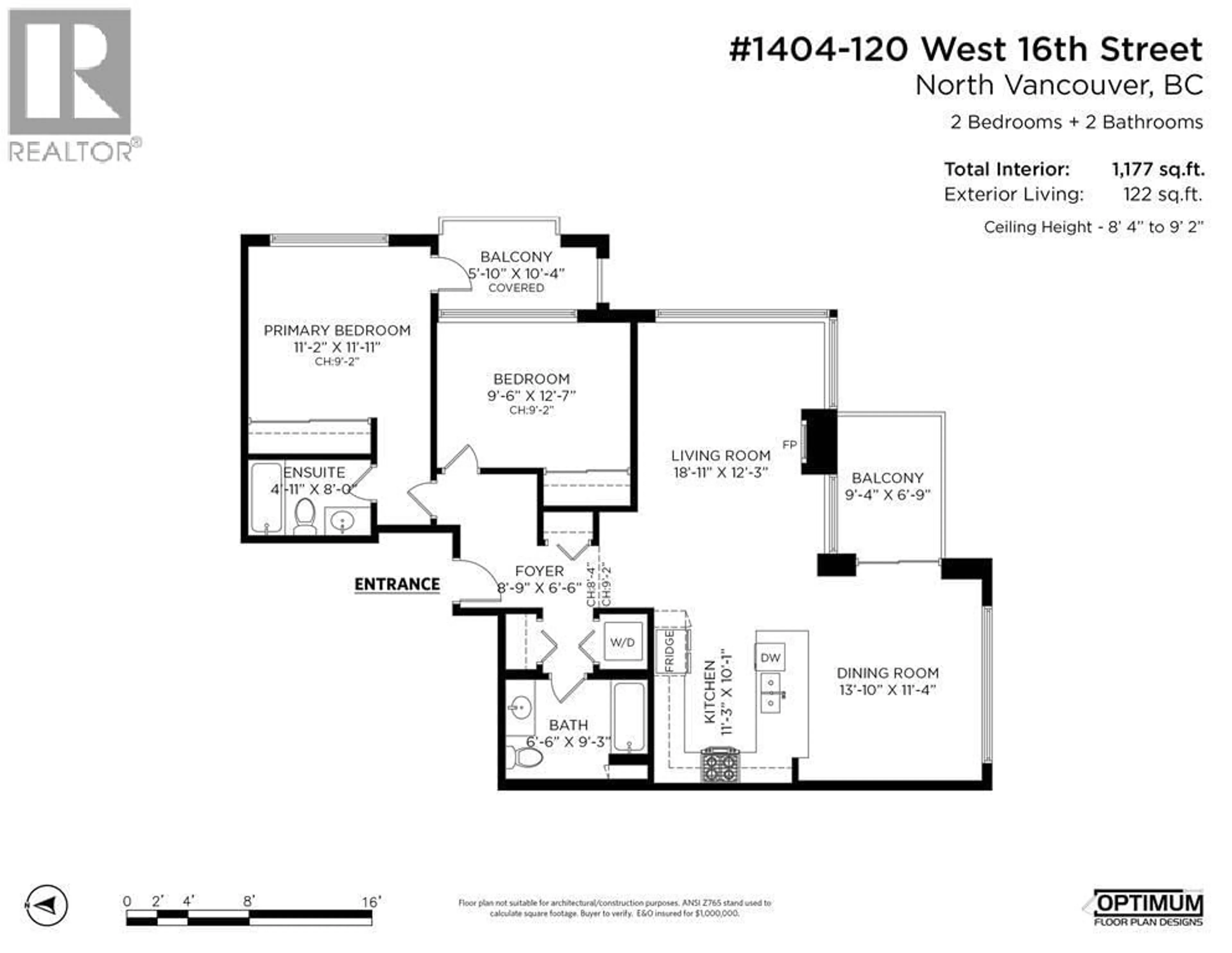 Floor plan for 1404 - 120 16TH STREET, North Vancouver British Columbia V7M3N6