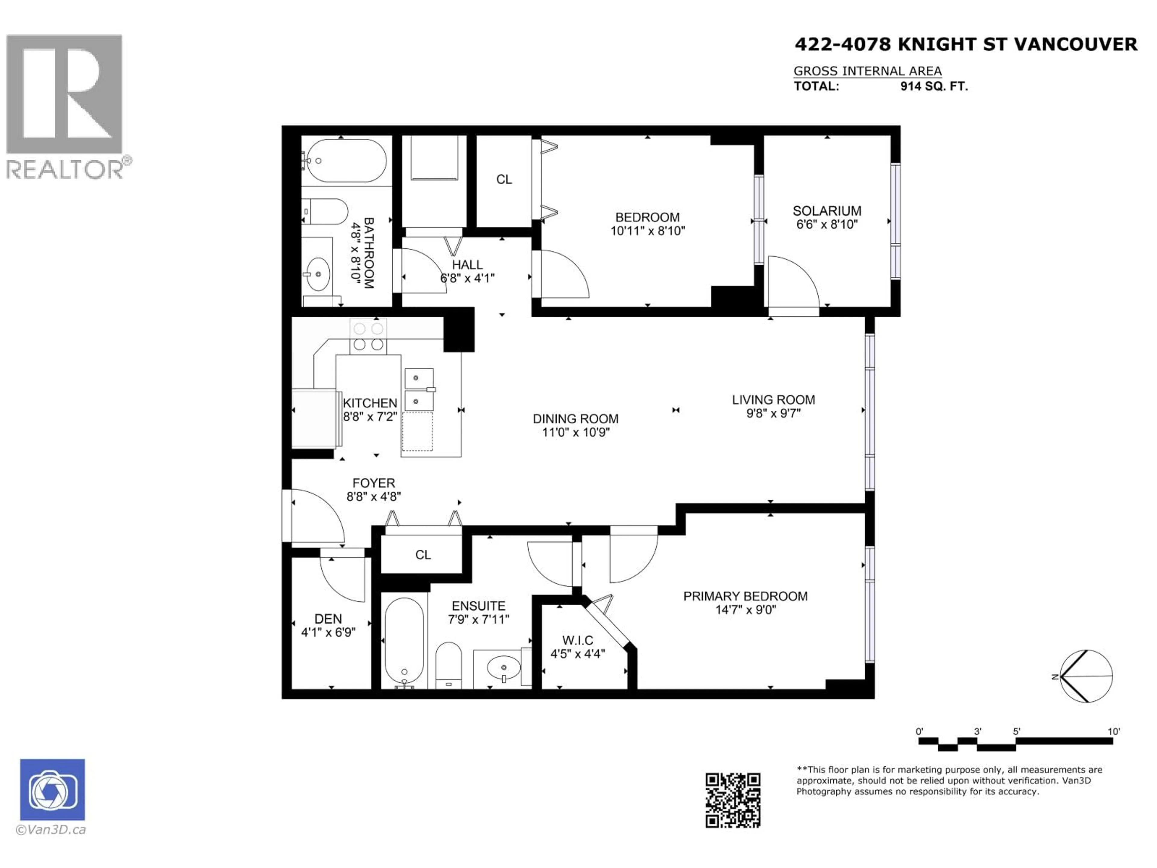 Floor plan for 422 - 4078 KNIGHT STREET, Vancouver British Columbia V5N5Y9