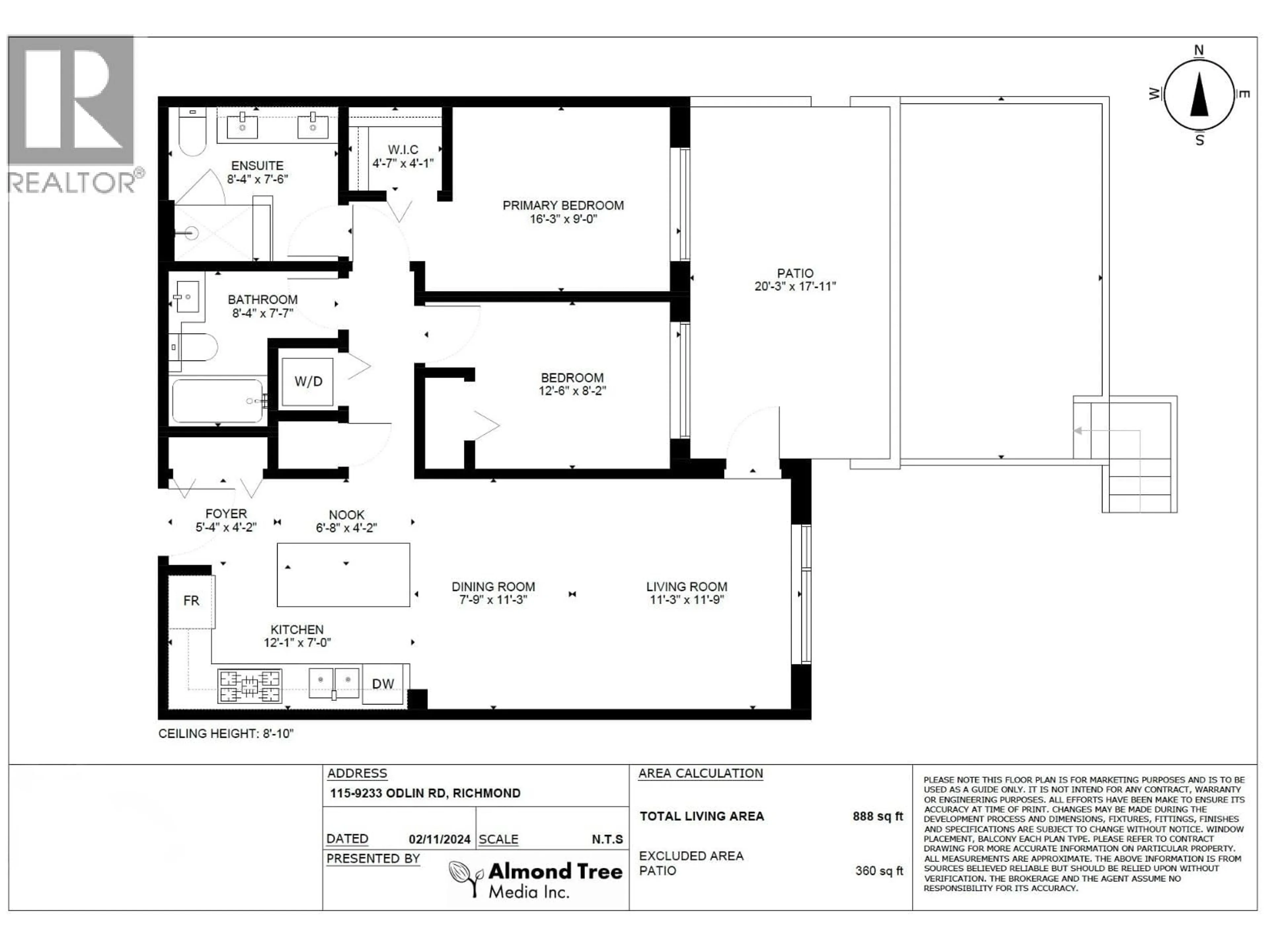 Floor plan for 115 - 9233 ODLIN ROAD, Richmond British Columbia V6X0V4