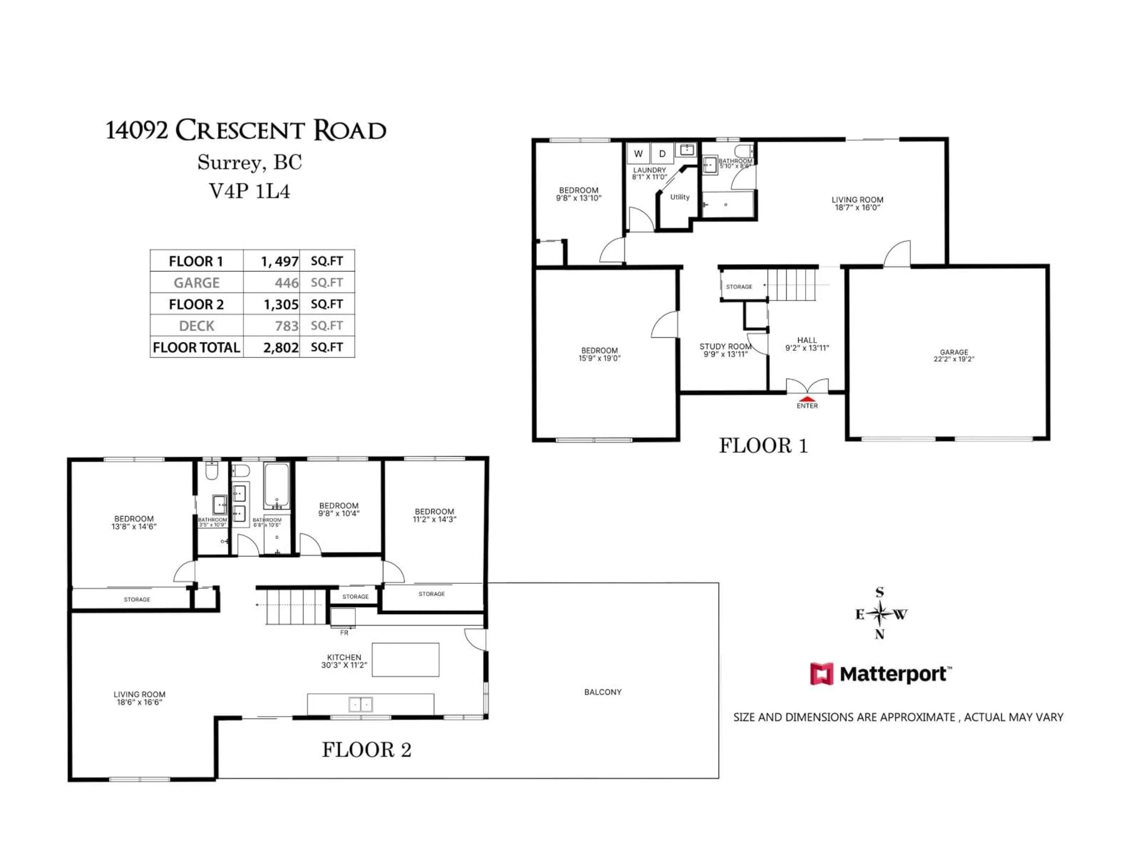 Floor plan for 14092 CRESCENT ROAD, Surrey British Columbia V4P1L4