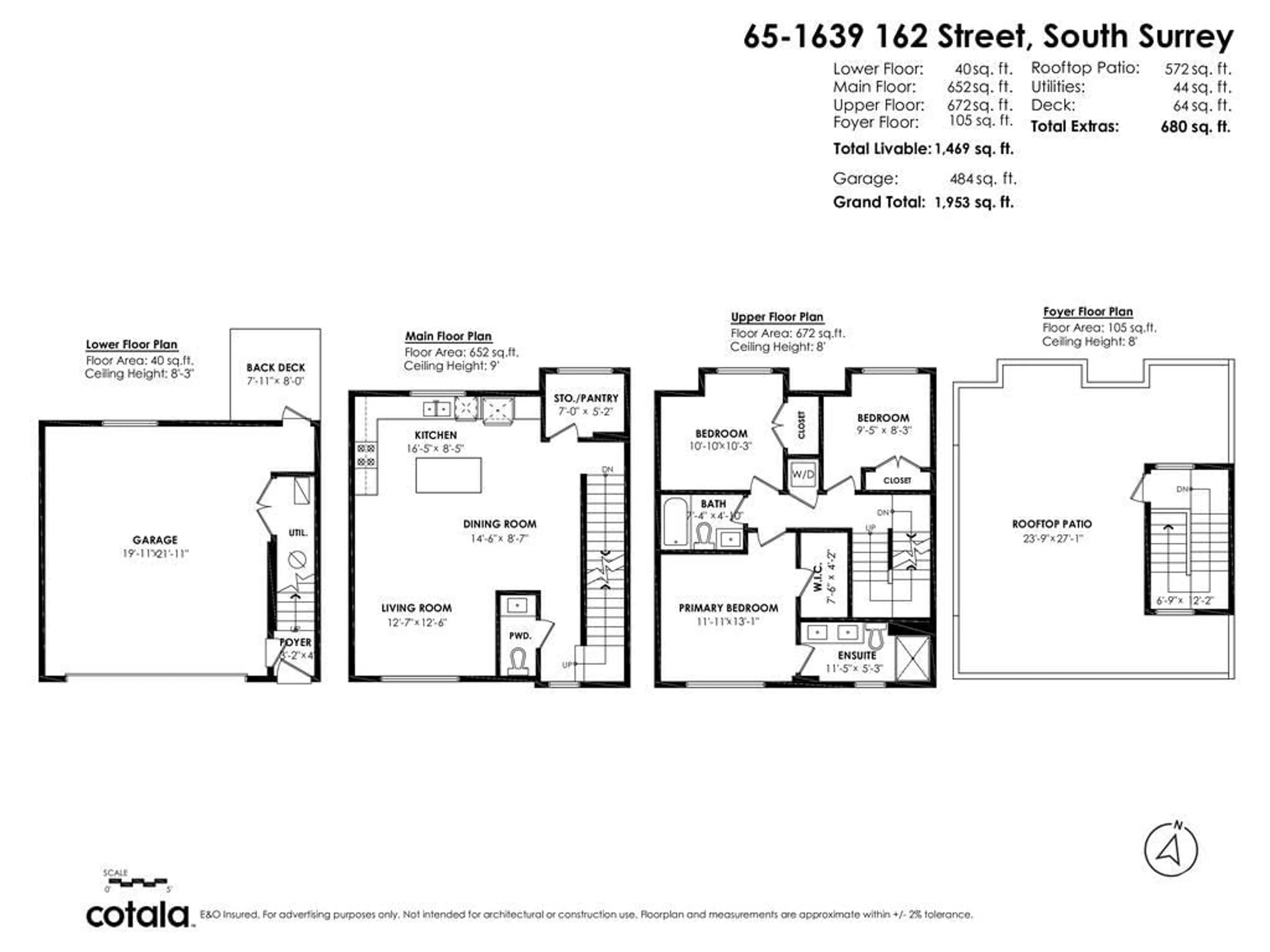 Floor plan for 65 - 1639 162 STREET, Surrey British Columbia V4A4Y1