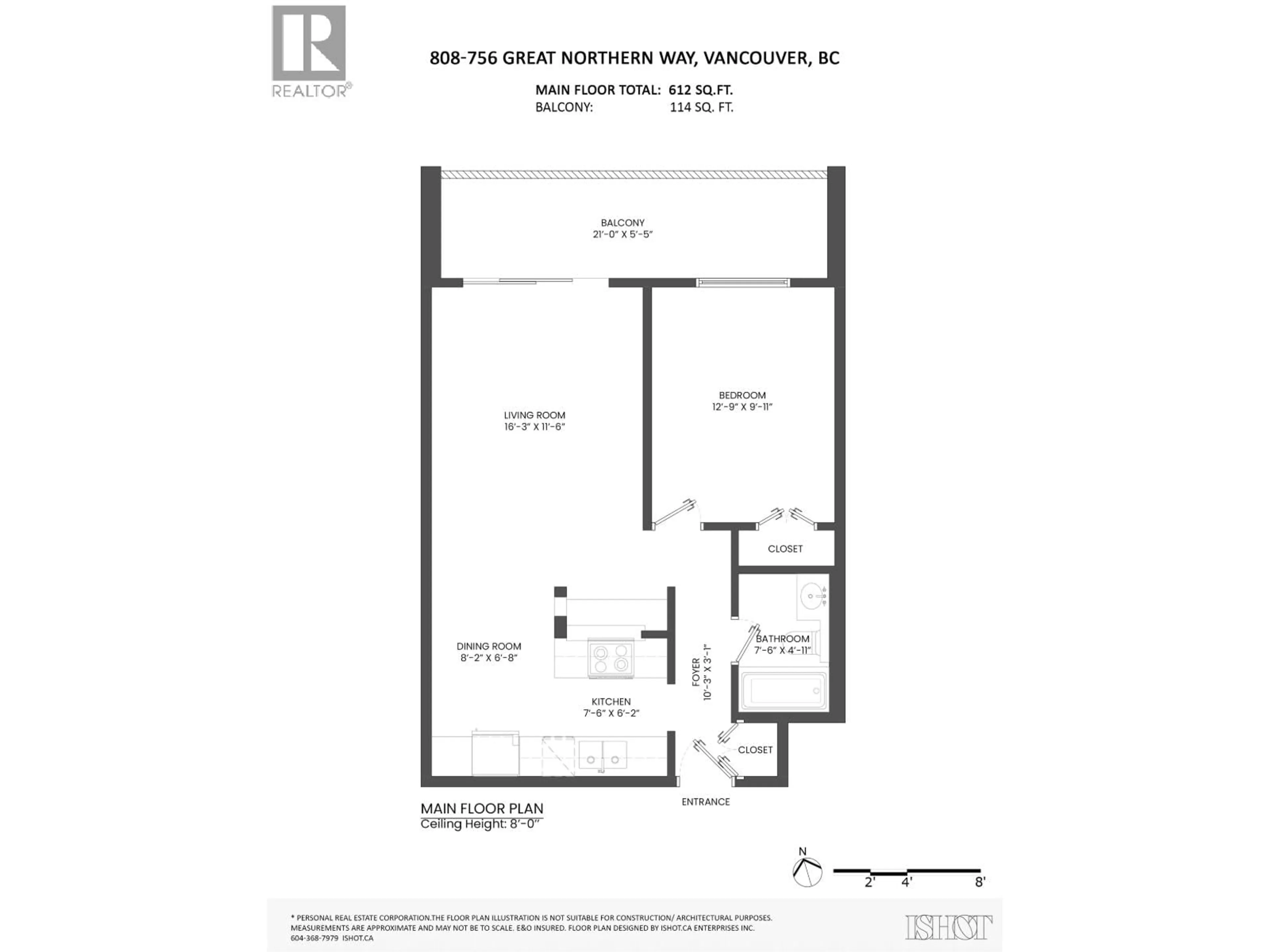Floor plan for 808 - 756 GREAT NORTHERN WAY, Vancouver British Columbia V5T1E4