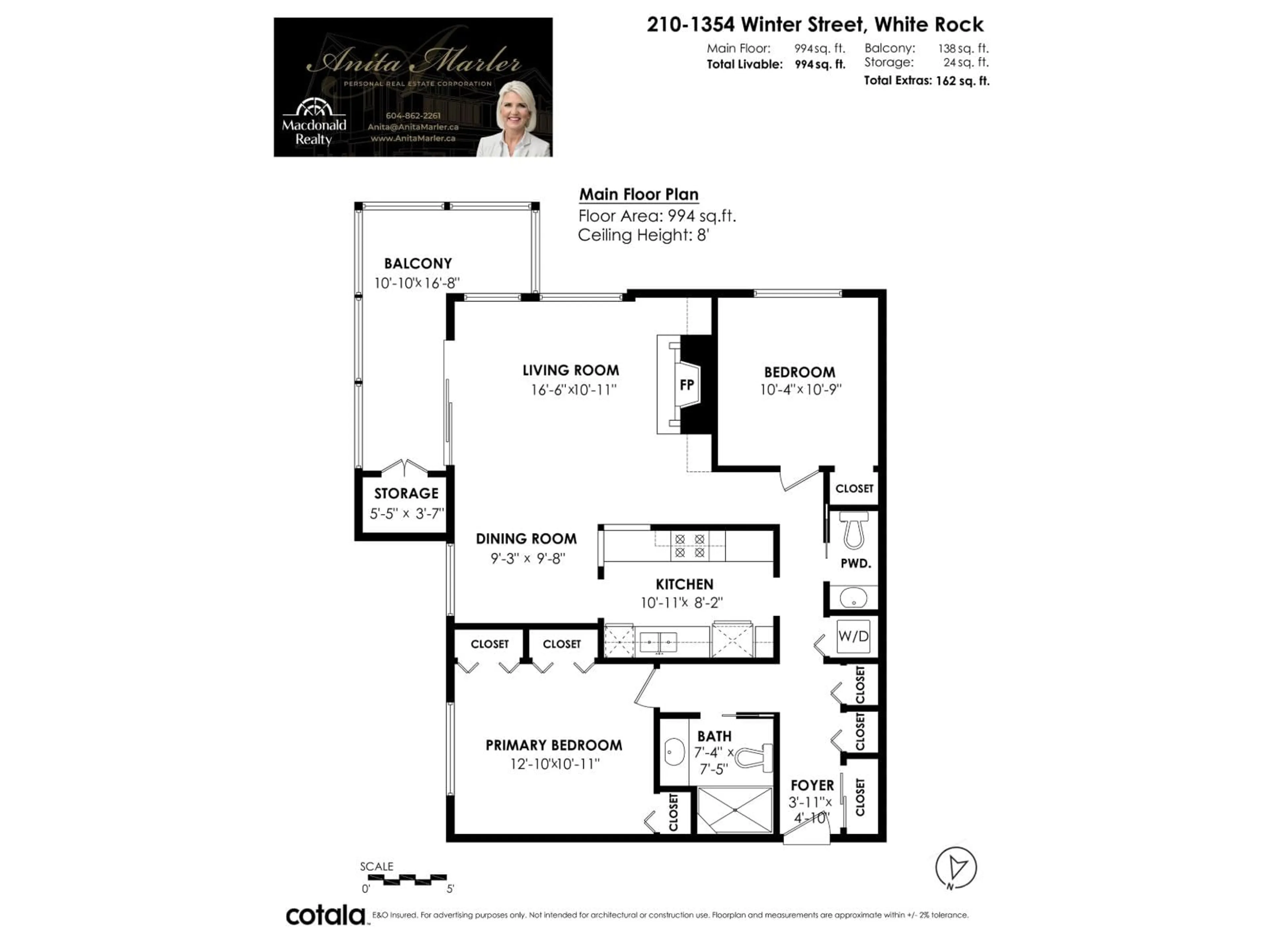 Floor plan for 210 - 1354 WINTER STREET, White Rock British Columbia V4B3Y1