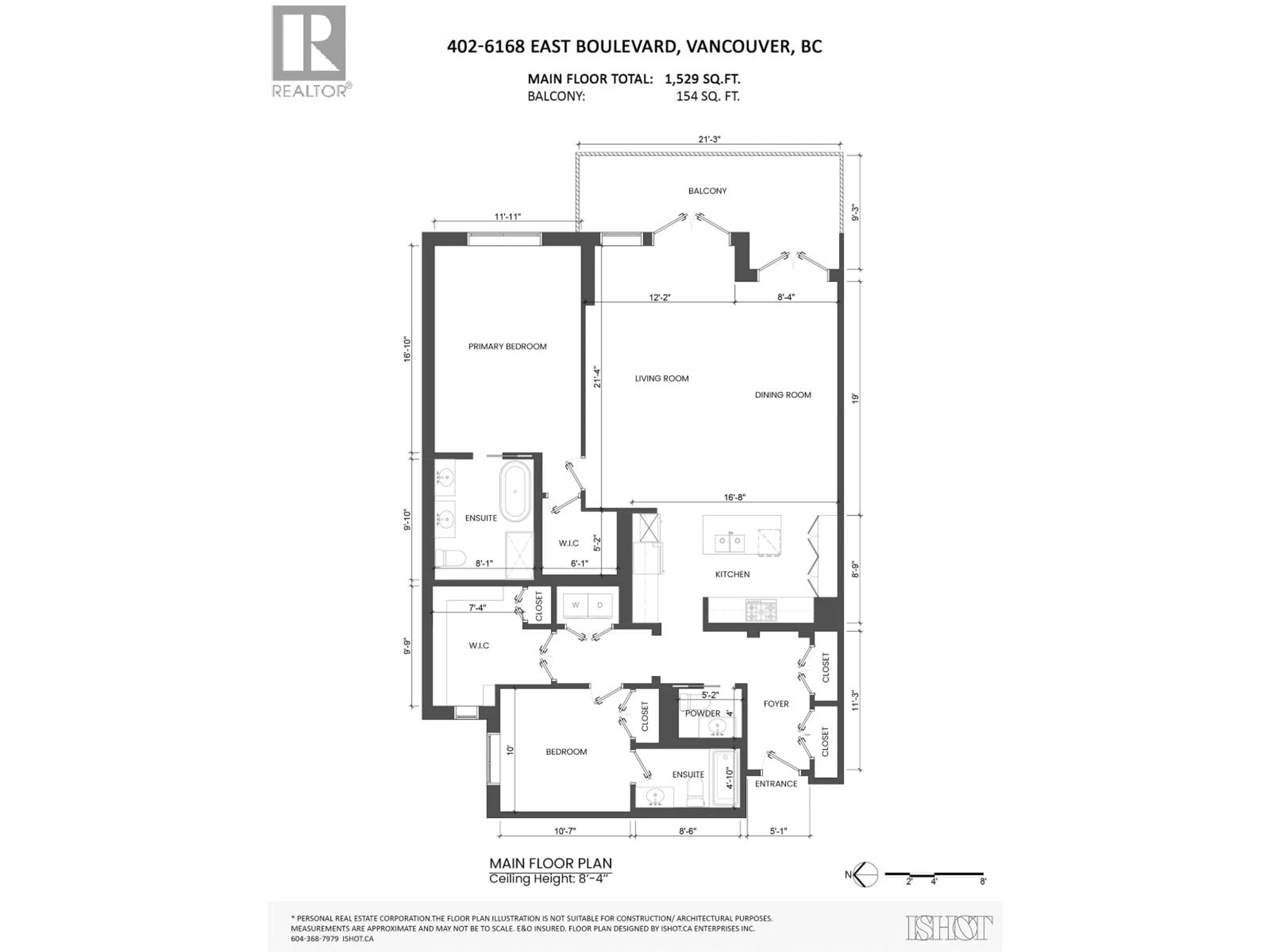 Floor plan for 402 - 6168 EAST BOULEVARD, Vancouver British Columbia V6M3V6