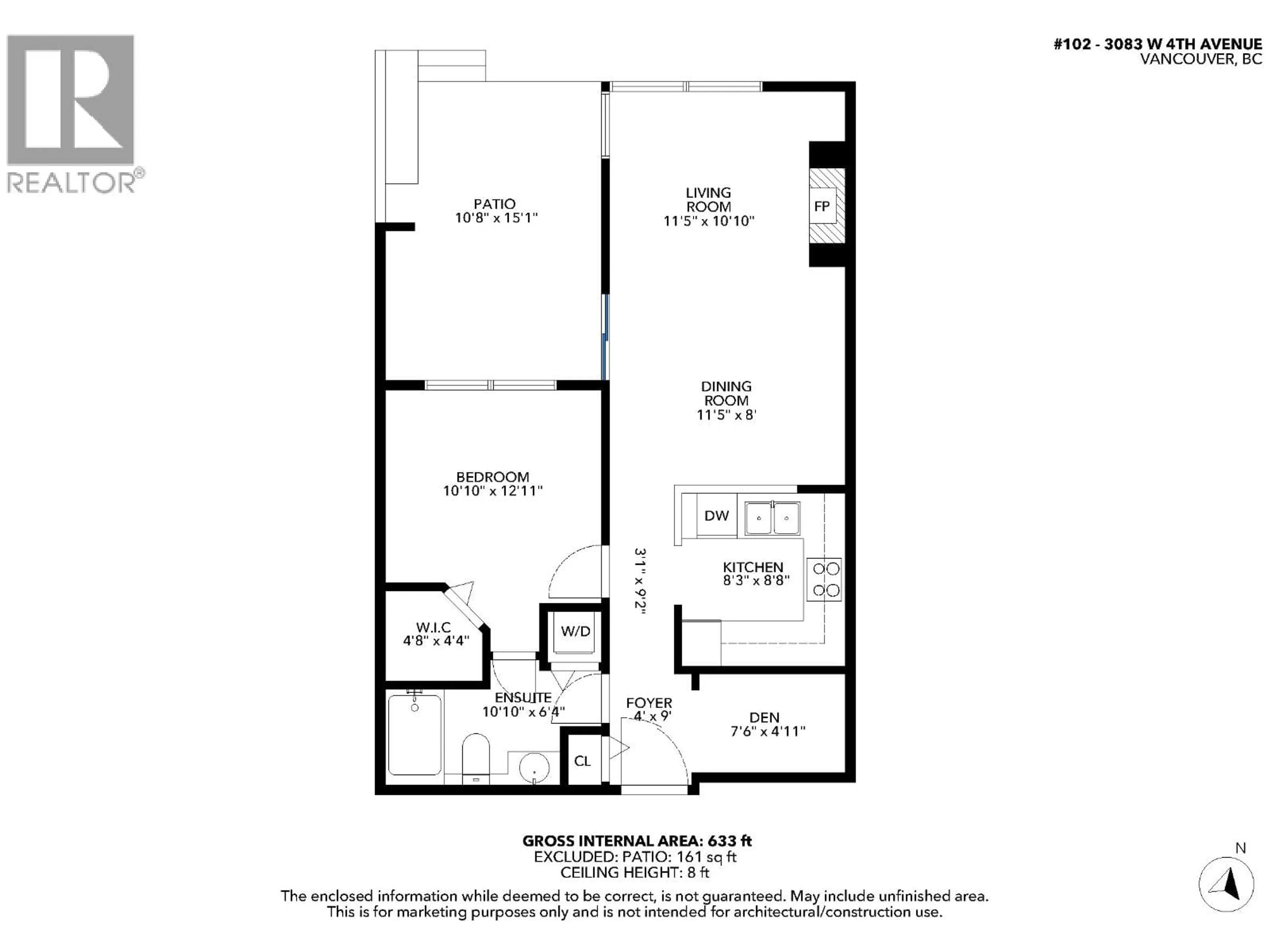 Floor plan for 102 - 3083 4TH AVENUE, Vancouver British Columbia V6K1R5