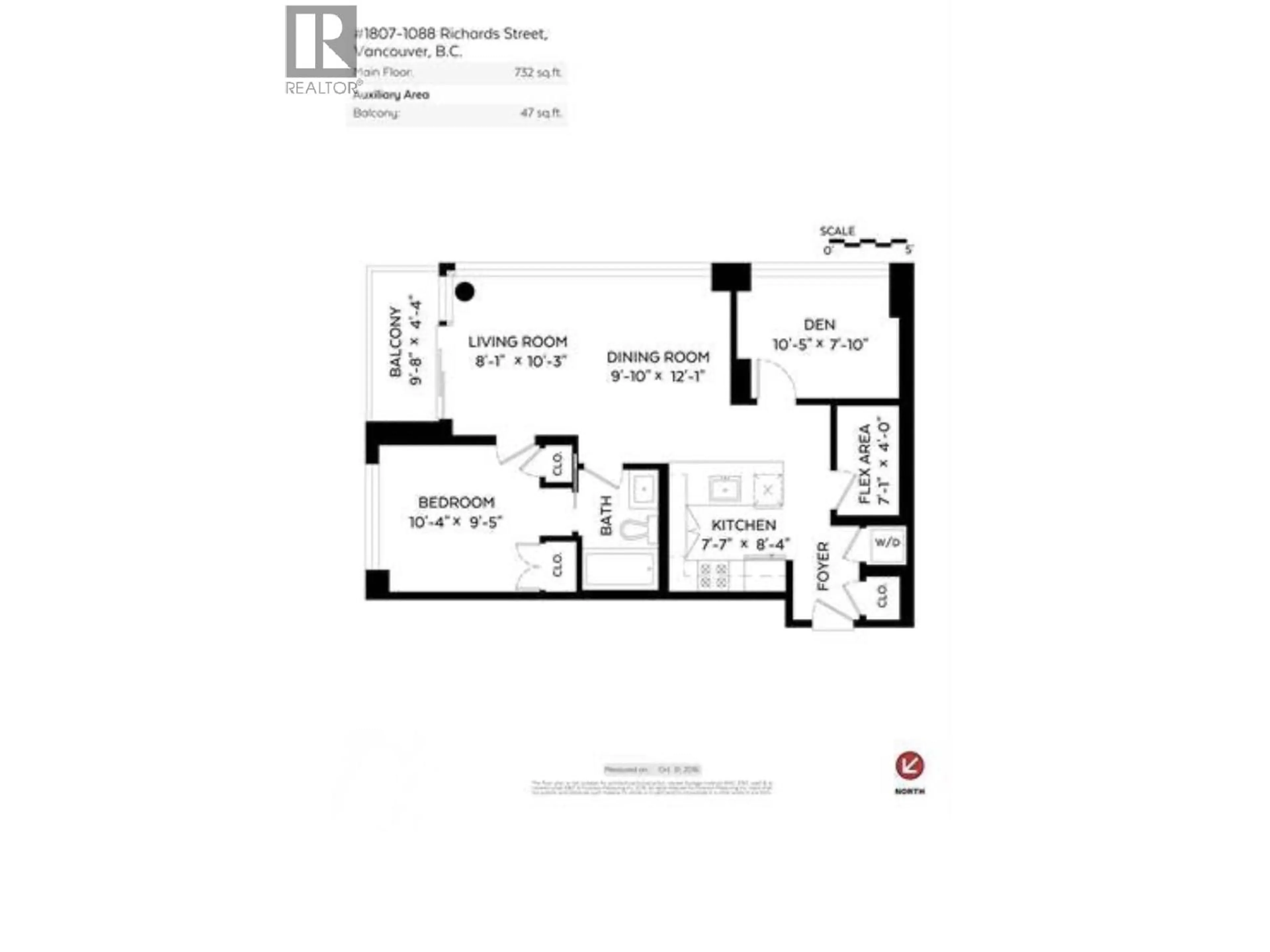 Floor plan for 1807 - 1088 RICHARDS STREET, Vancouver British Columbia V6B0J8